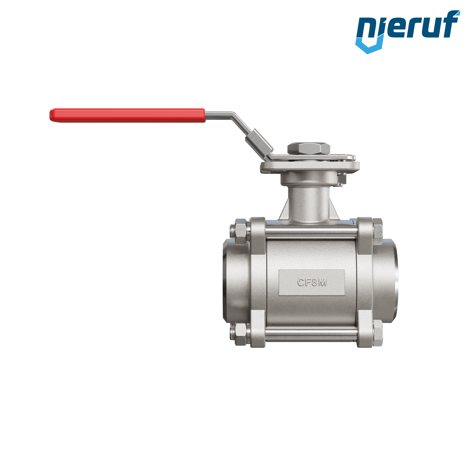 Valvola a sfera in acciaio inossidabile a 3 pezzi GK20 con una flangia per automazione conforme alla norma DIN ISO 5211 DN50 a saldare