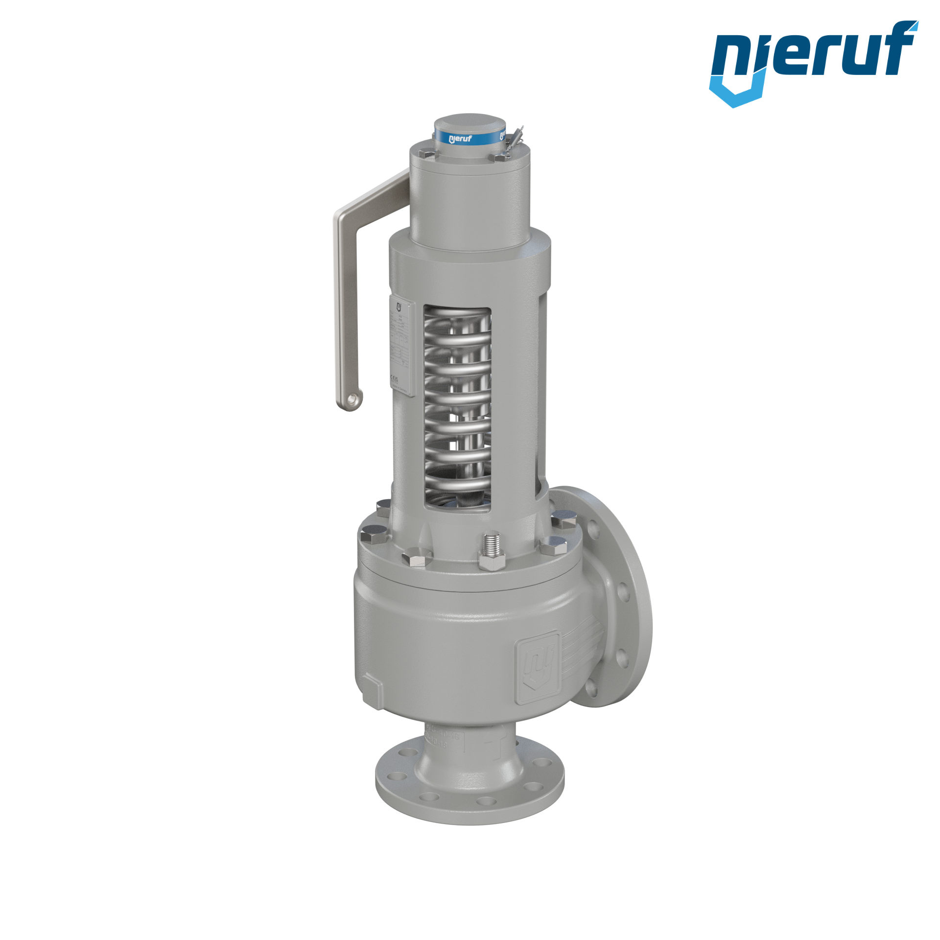valvola di sicurezza flangiata DN65/DN100 SF06, cappello della molla aperto PTFE, dispositivo di sollevamento con leva