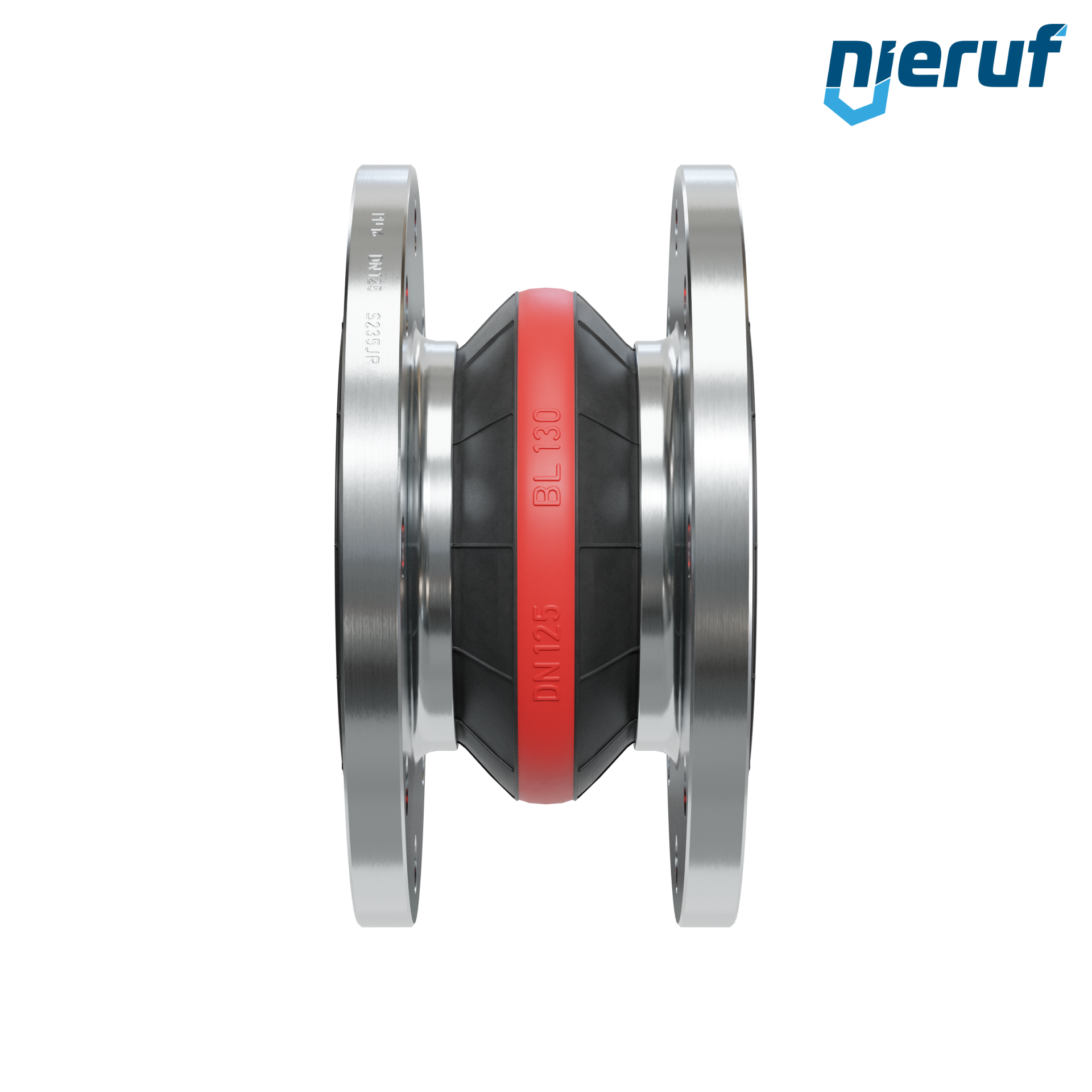 Compensatore in gomma per acqua potabile con anello di supporto per vuoto DN125 PN16 tipo KP04 flange in acciaio EPDM