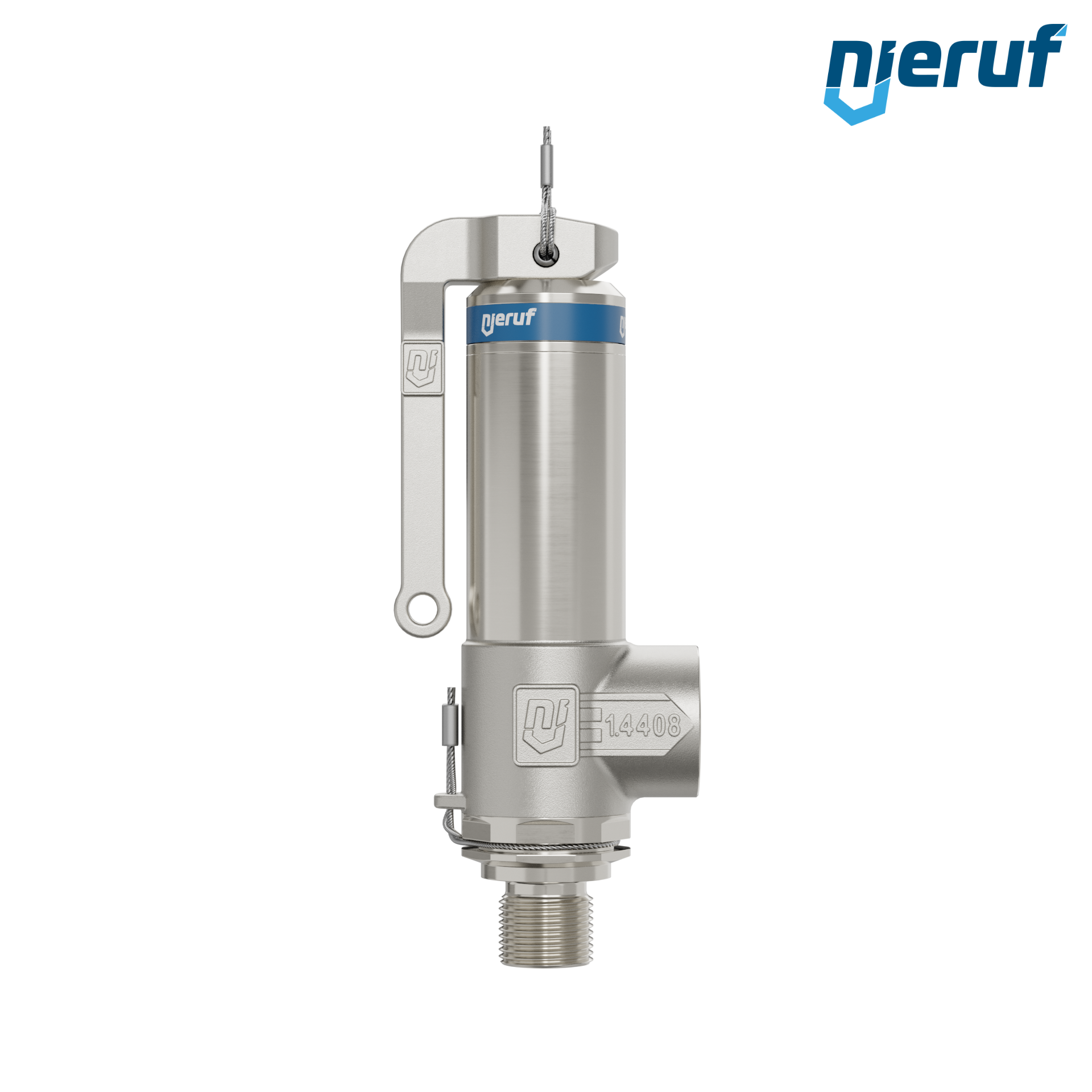 valvola di sicurezza criogenica DN8 1/4" M x 3/8" F SV14, acciaio inox PTFE, con leva