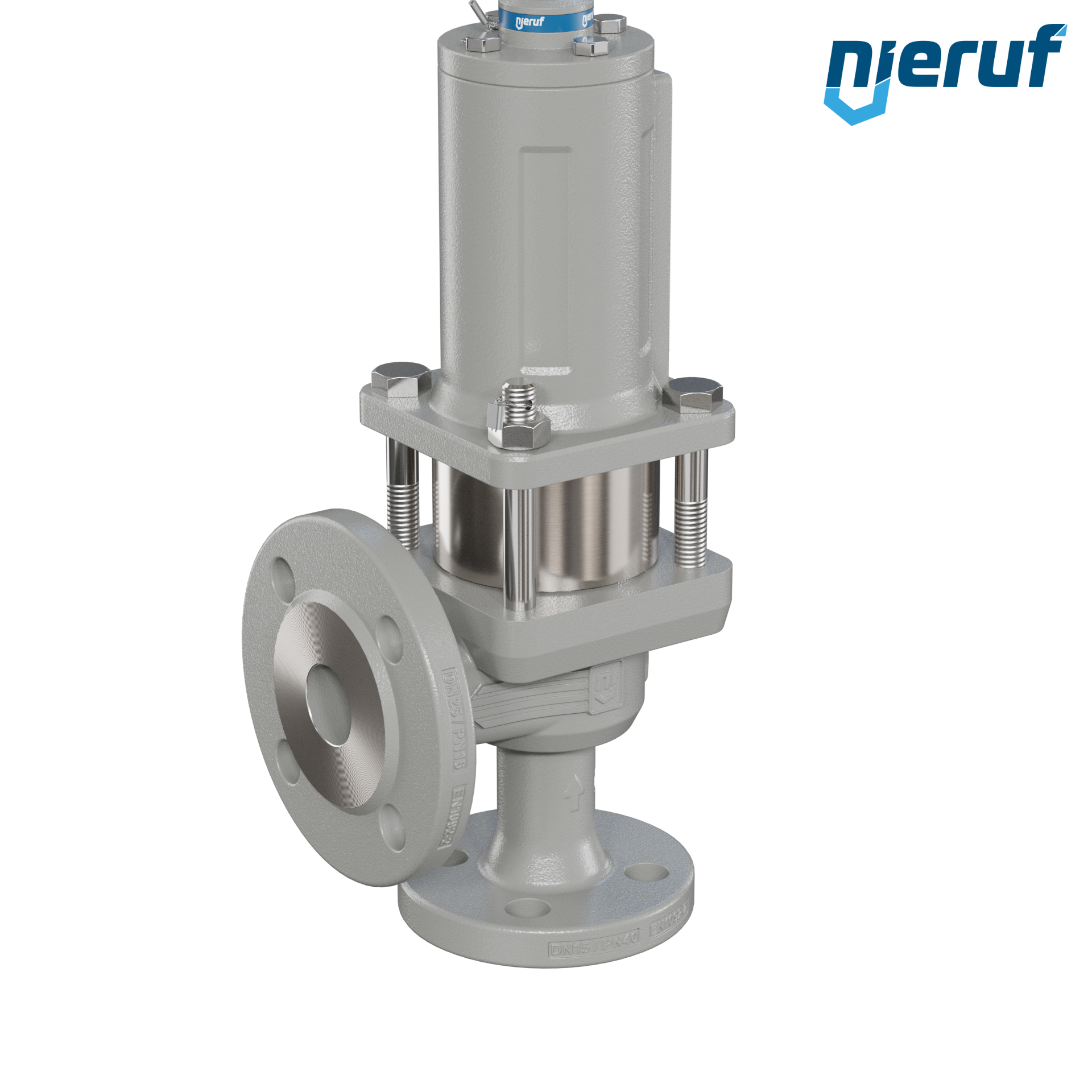 valvola di sicurezza flangiata DN15/DN25 SF06, cappello della molla a tenuta di gas (antigas) & manicotto di tenuta in acciaio inossidabile PTFE, senza dispositivo di sollevamento
