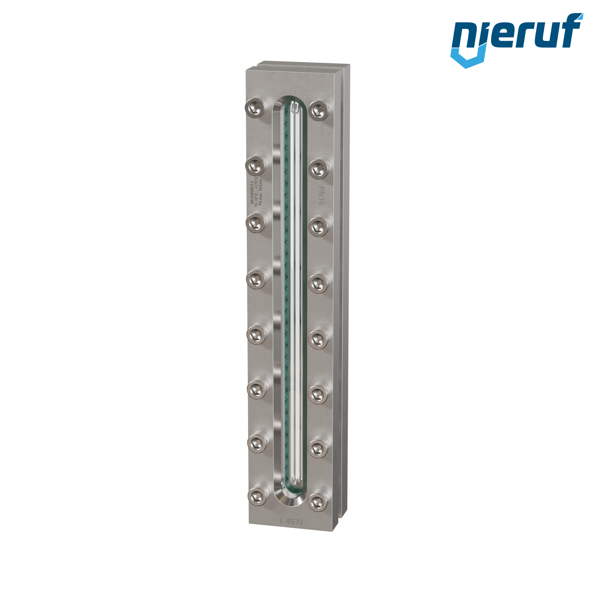 oblò di osservazione per serbatoi L=370mm  BS03 acciaio inossidabile 1.4571 vetro borosilicato, reflex 16bar
