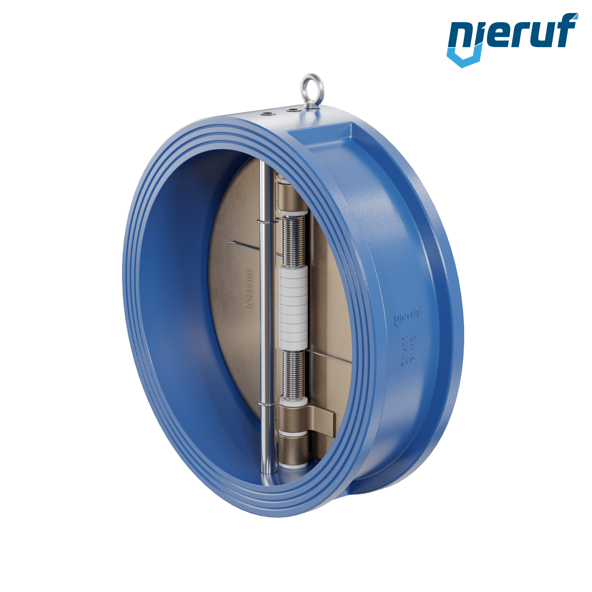 valvola di ritegno a doppio battente DN400 ANSI150 DR04 ANSI 150 GGG40 con rivestimento epossidico blu 180µm  FKM