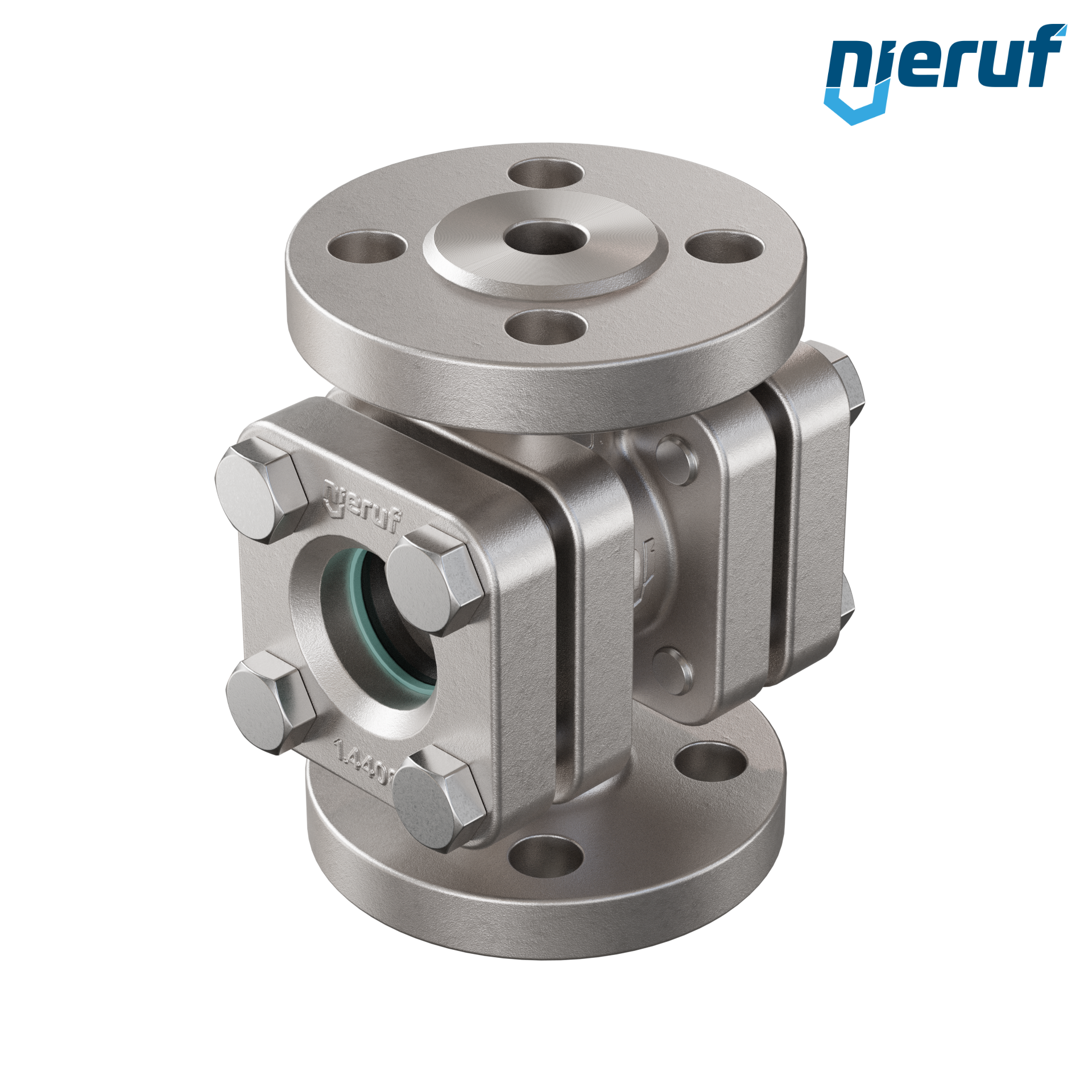 Specola visiva flangiata DN15 - 1/2" pollici acciaio inossidabile AISI 316 flangia ANSI 300 vetro borosilicato versione con rotore in PTFE