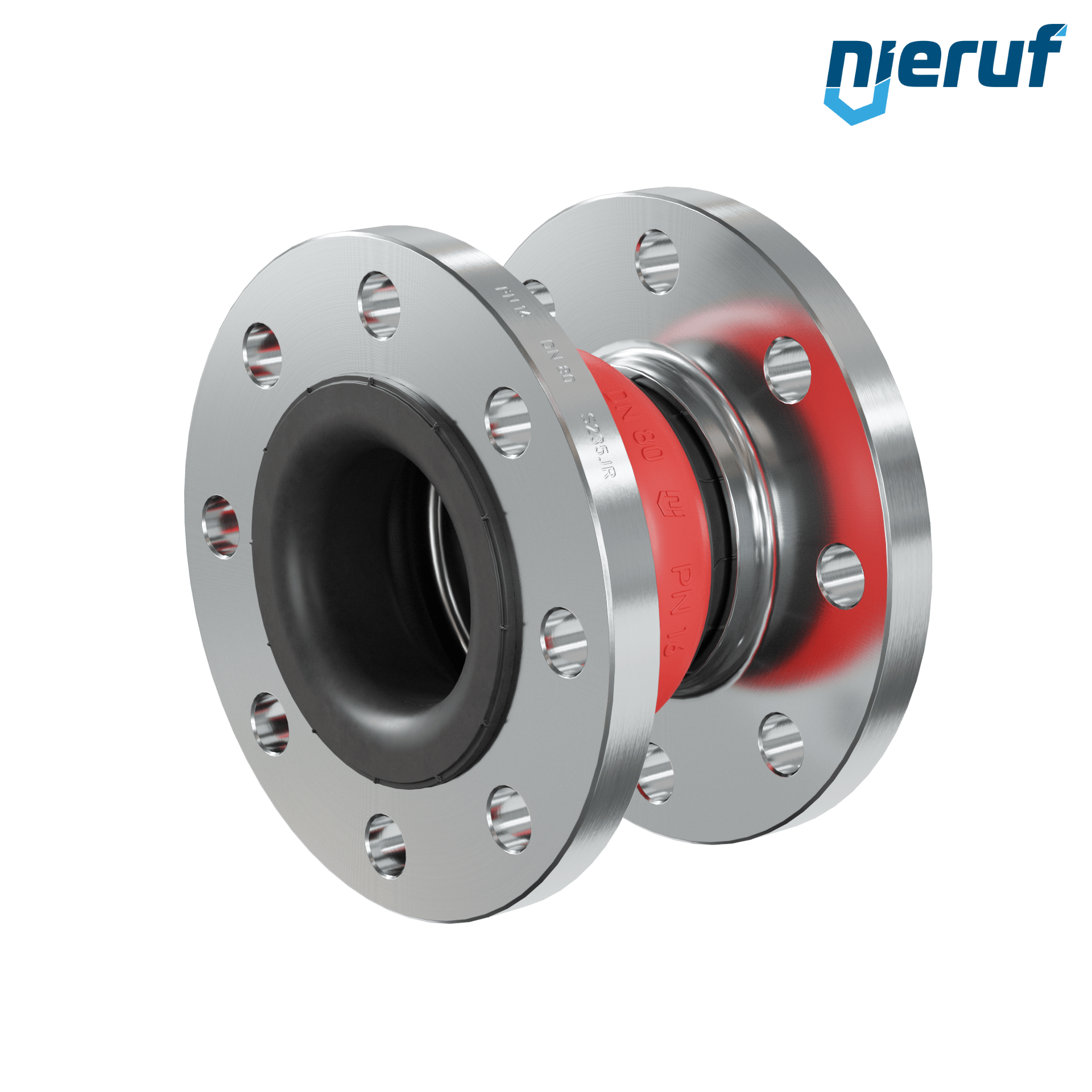 Compensatore o-ring di supporto per il vuoto DN80 versione KP04 flange in acciaio EPDM