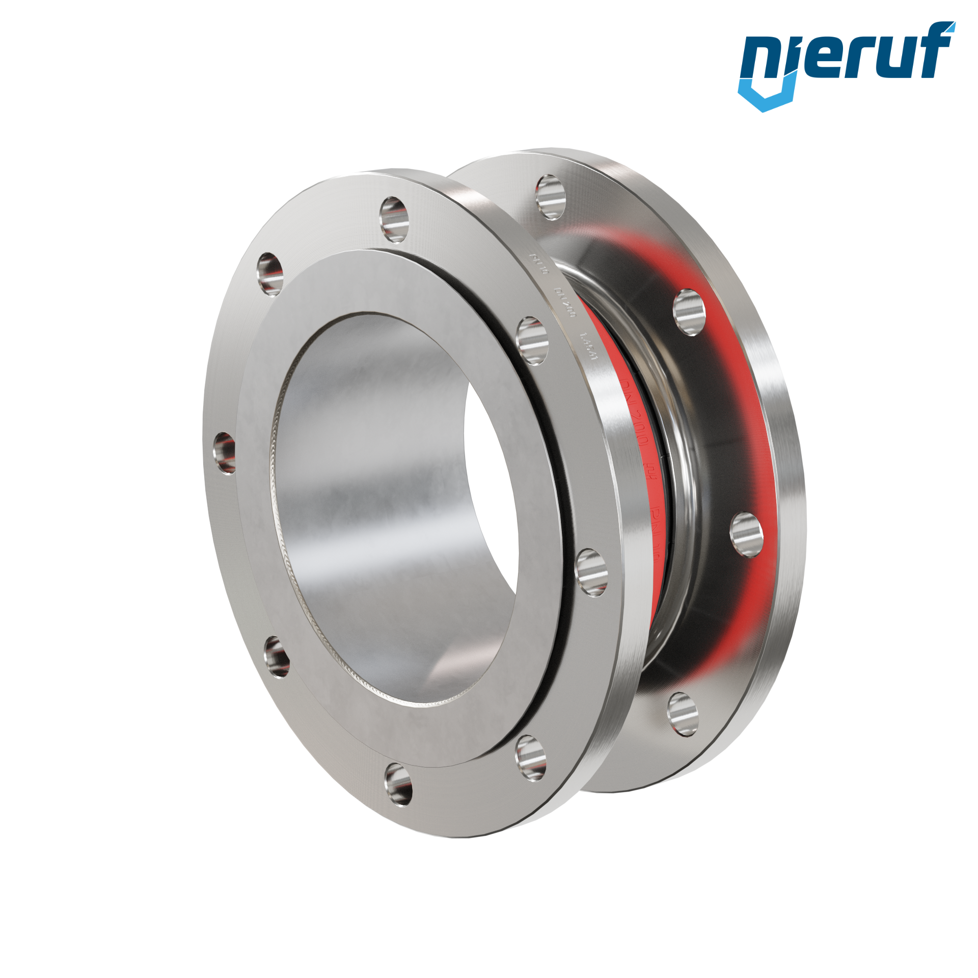 Compensatore in gomma per acqua potabile con convogliatore DN200 PN10 tipo KP04 flange in acciaio inox EPDM