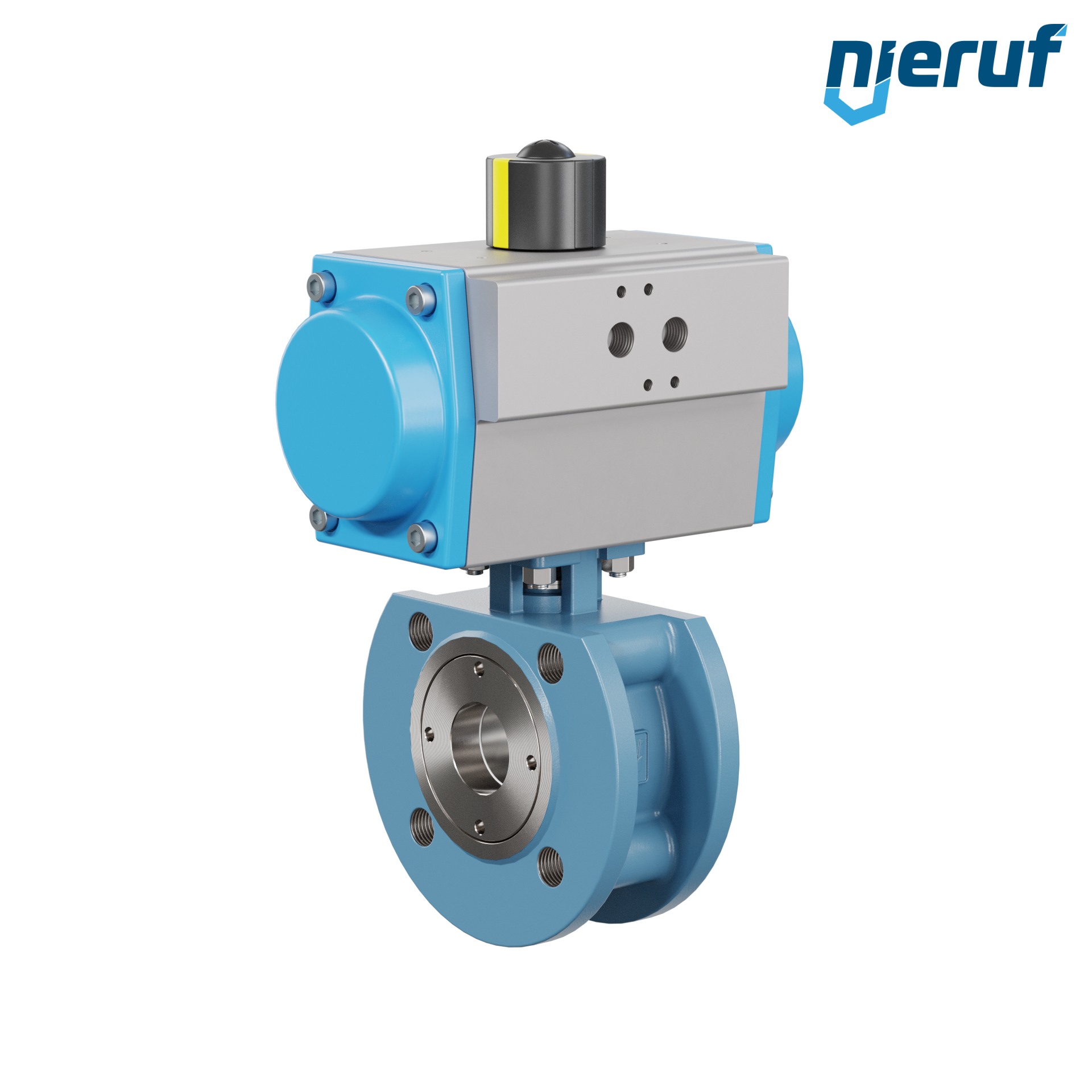 valvola a sfera flangiata dal design compatto DN32 PK06 azionamento rotativo pneumatico a semplice effetto apertura a molla