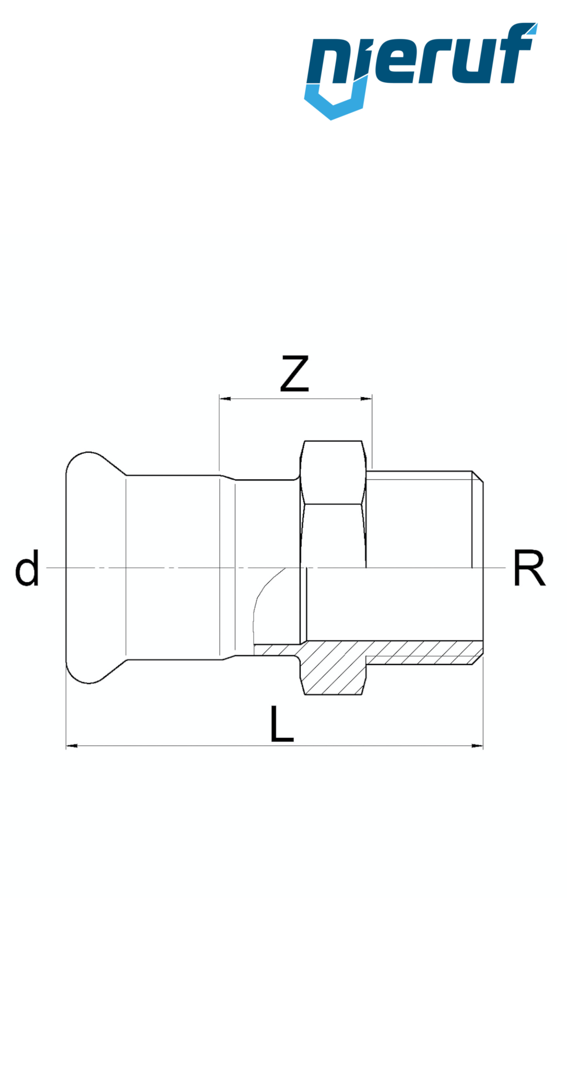 Racor de transición macho Pressfitting H DN100 - 108,0 mm rosca macho 4" pulgadas Acero inoxidable