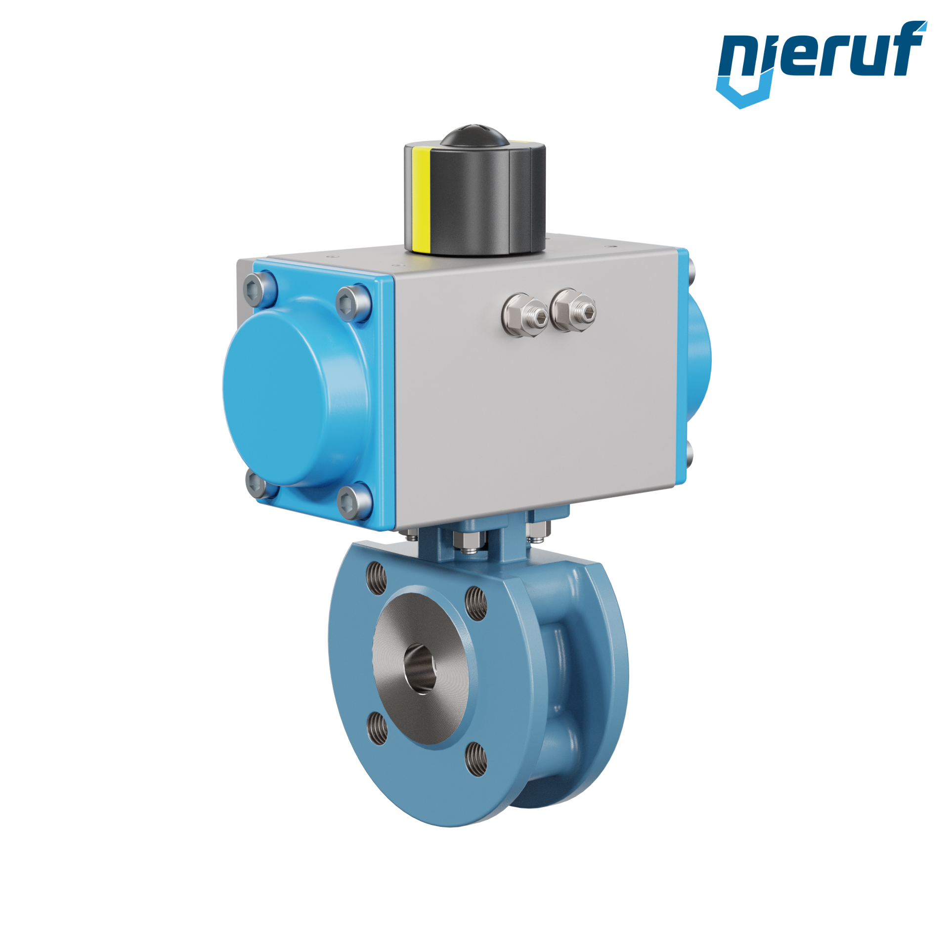 valvola a sfera flangiata dal design compatto DN15 PK06 azionamento rotativo pneumatico a semplice effetto apertura a molla