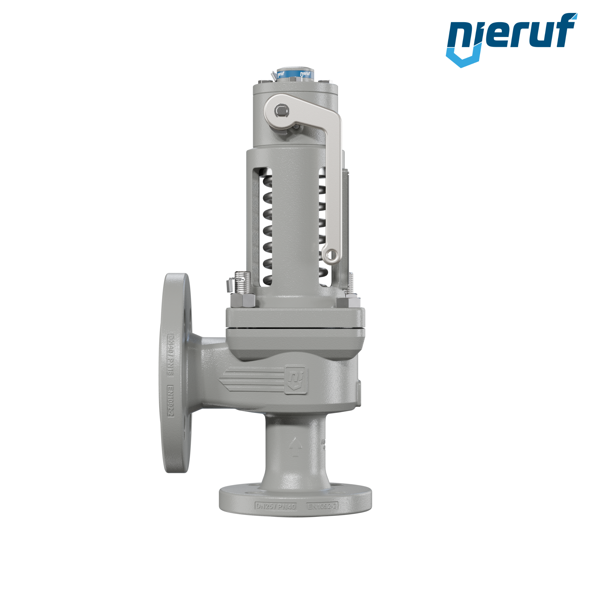 valvola di sicurezza flangiata DN25/DN40 SF06, cappello della molla aperto PTFE, dispositivo di sollevamento con leva