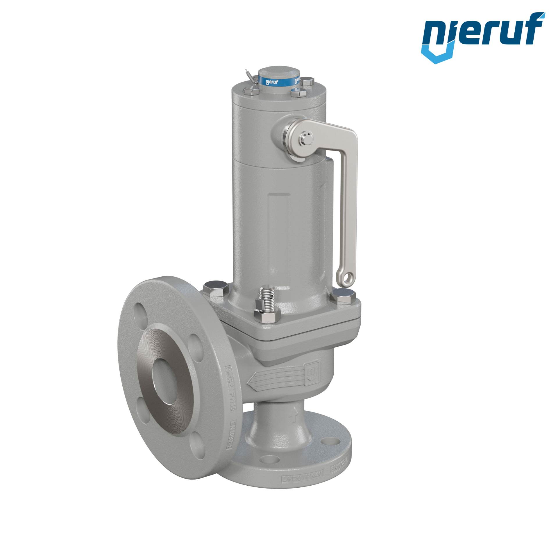 valvola di sicurezza flangiata DN20/DN32 SF06, cappello della molla a tenuta di gas (antigas) PTFE, dispositivo di sollevamento con leva