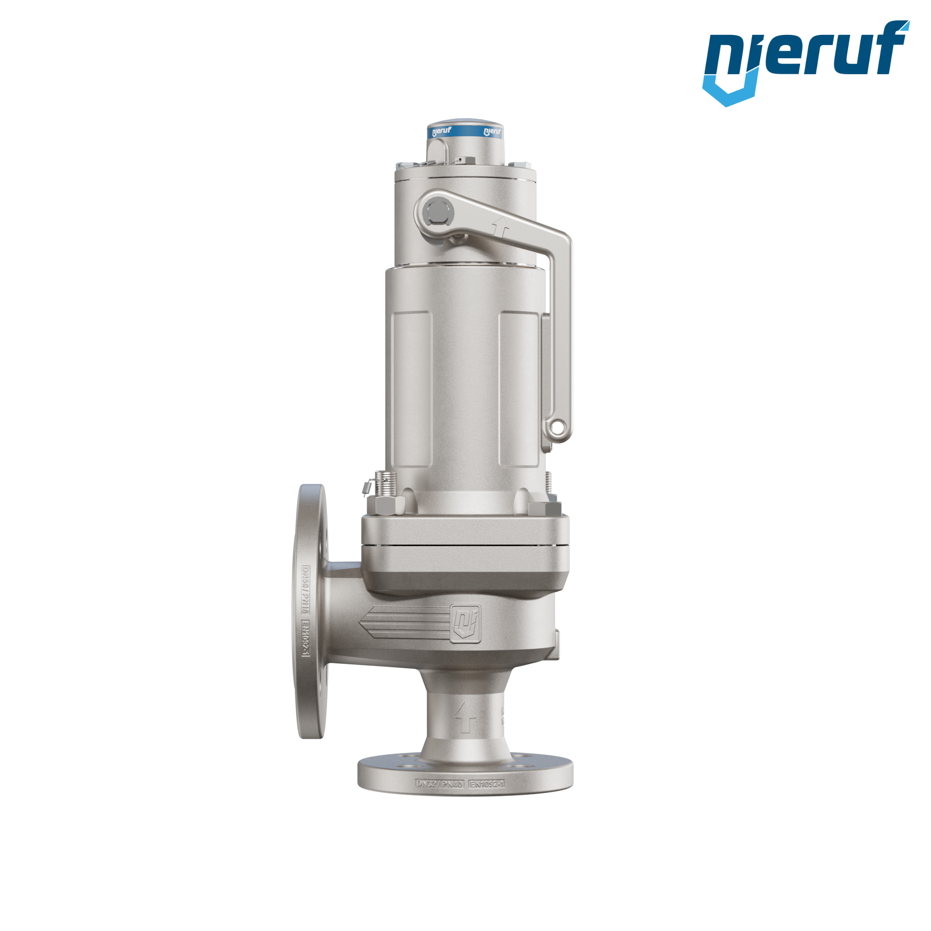 valvola di sicurezza flangiata a tenuta di gas DN32/DN50 SF07, acciaio, PTFE, dispositivo di sollevamento con leva