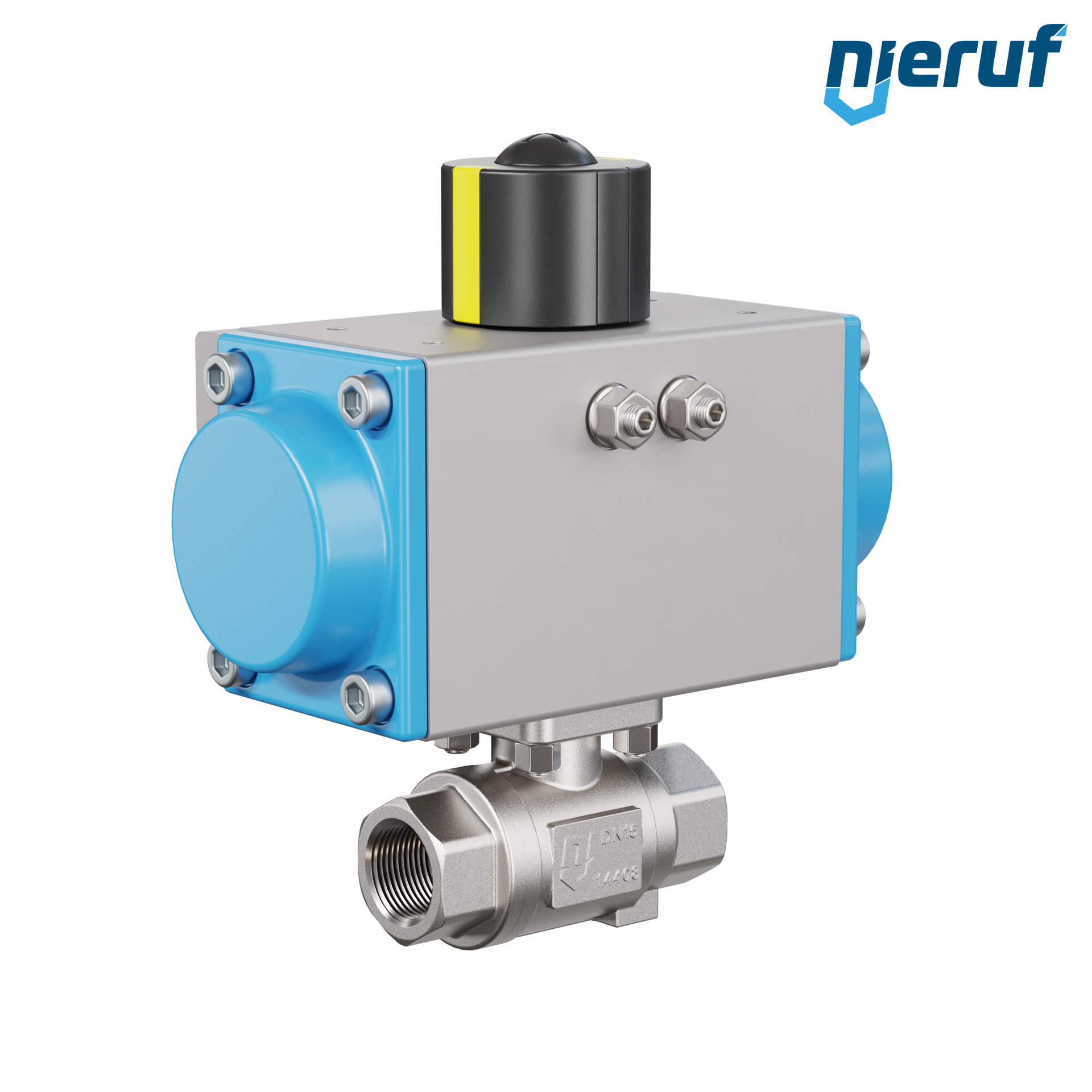 valvola a sfera con attuatore pneumatico DN15 - 1/2" pollici acciaio inossidabile azionamento rotativo a effetto semplice apertura a molla PK02 DVGW W