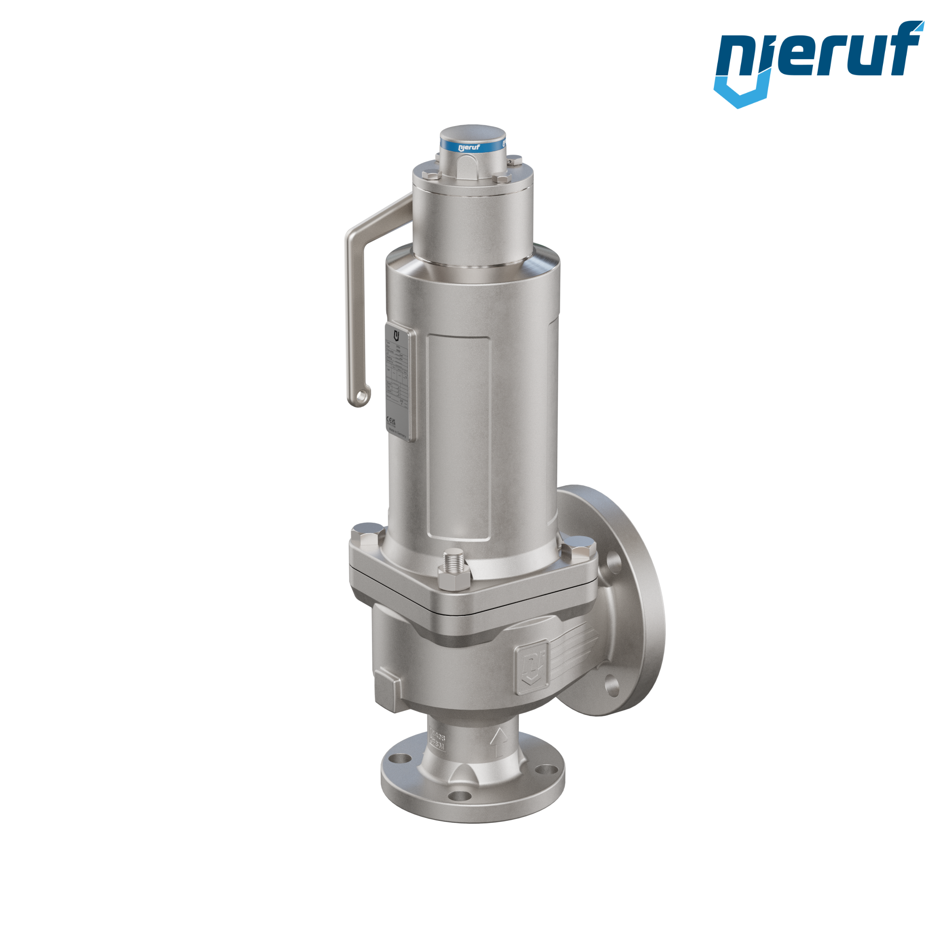 valvola di sicurezza flangiata ASME fluidi liquidi a tenuta di gas ANSI 150 DN50 2" x 3" SF04, acciaio inossidabile, FFKM, dispositivo di sollevamento con leva