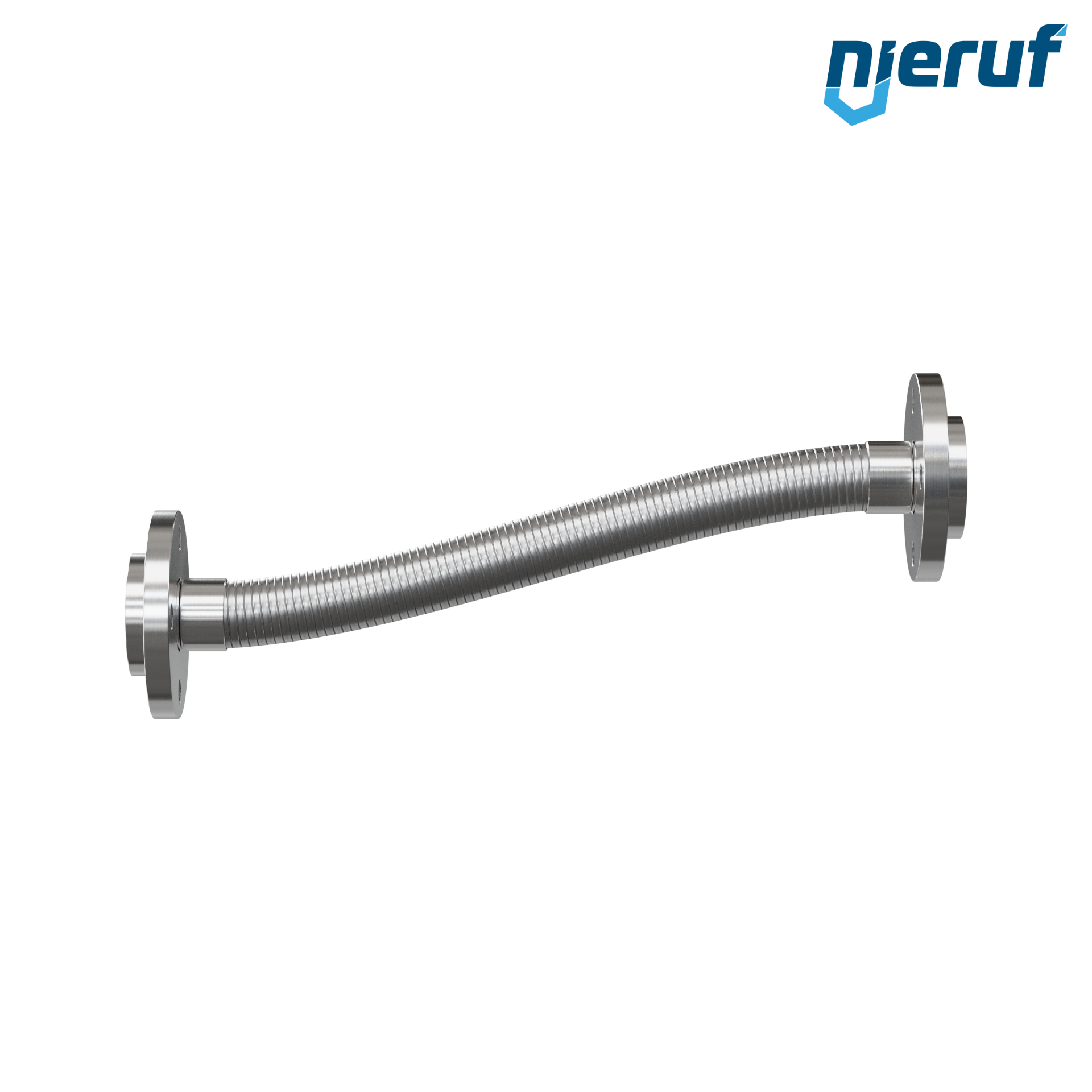 Tubo corrugato in acciaio inossidabile ES01 DN40 - 1 1/2" pollici con treccia doppia e flangia girevole Lunghezza 1000 mm