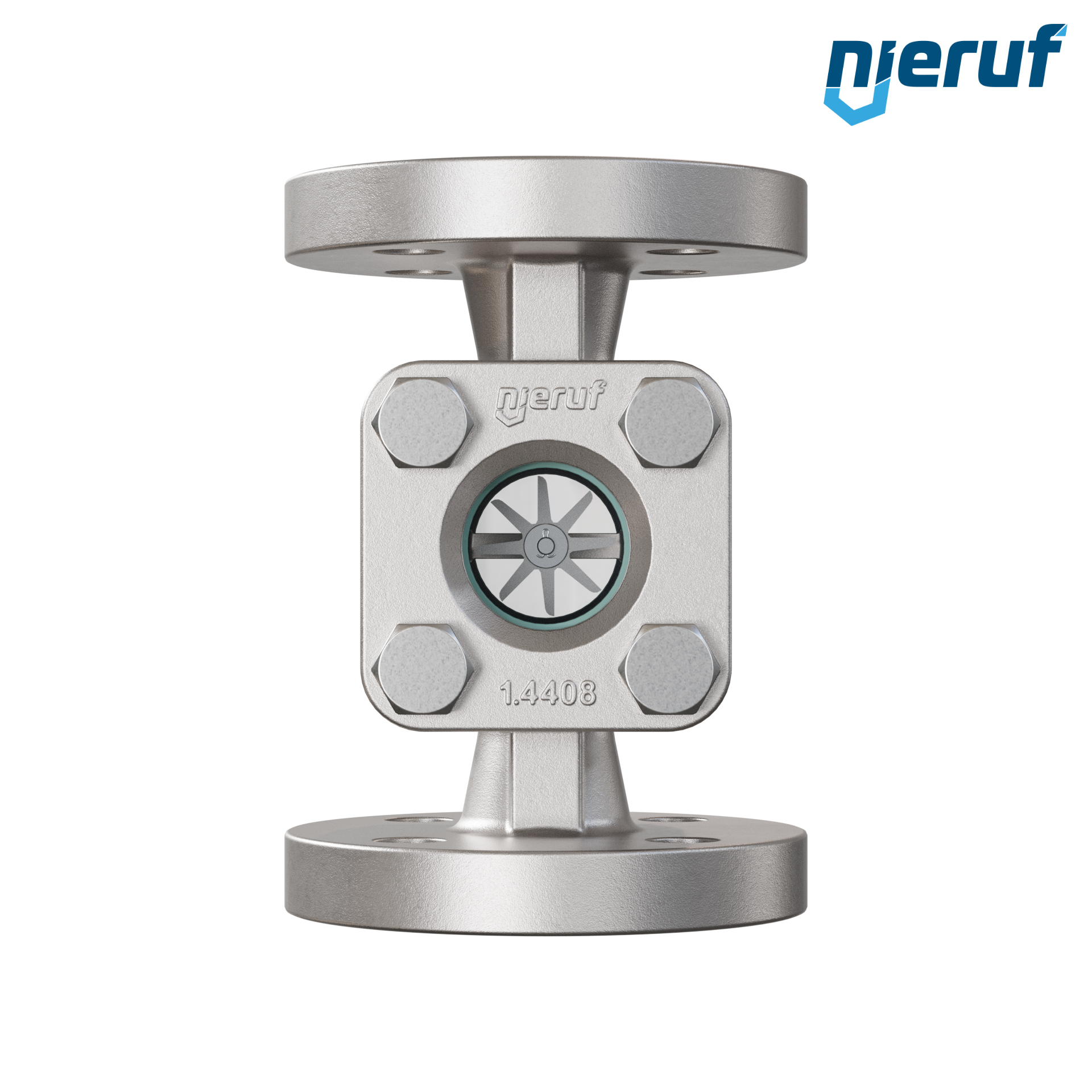 Specola visiva flangiata DN20 - 3/4" pollici acciaio inossidabile AISI 316 flangia ANSI 300 vetro borosilicato versione con rotore in PTFE