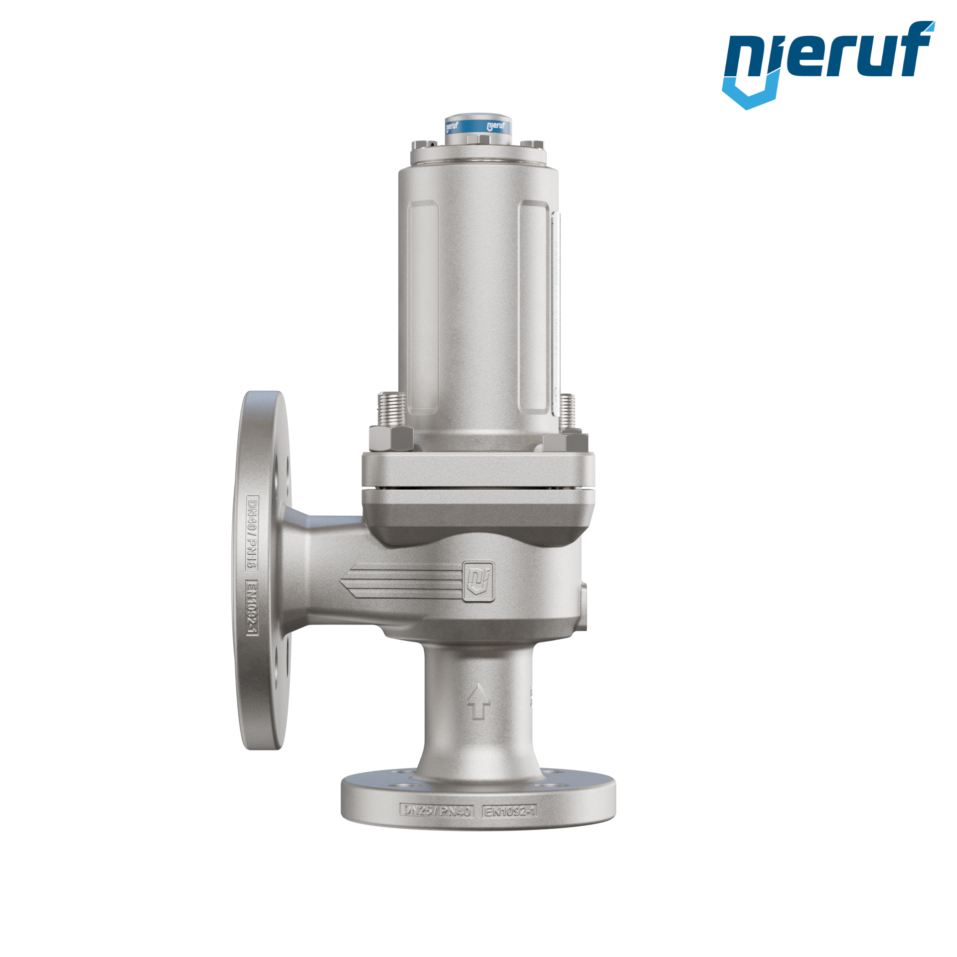 valvola di sicurezza flangiata DN25/DN40 SF04, acciaio inox 1.4408 PTFE, senza dispositivo di sollevamento