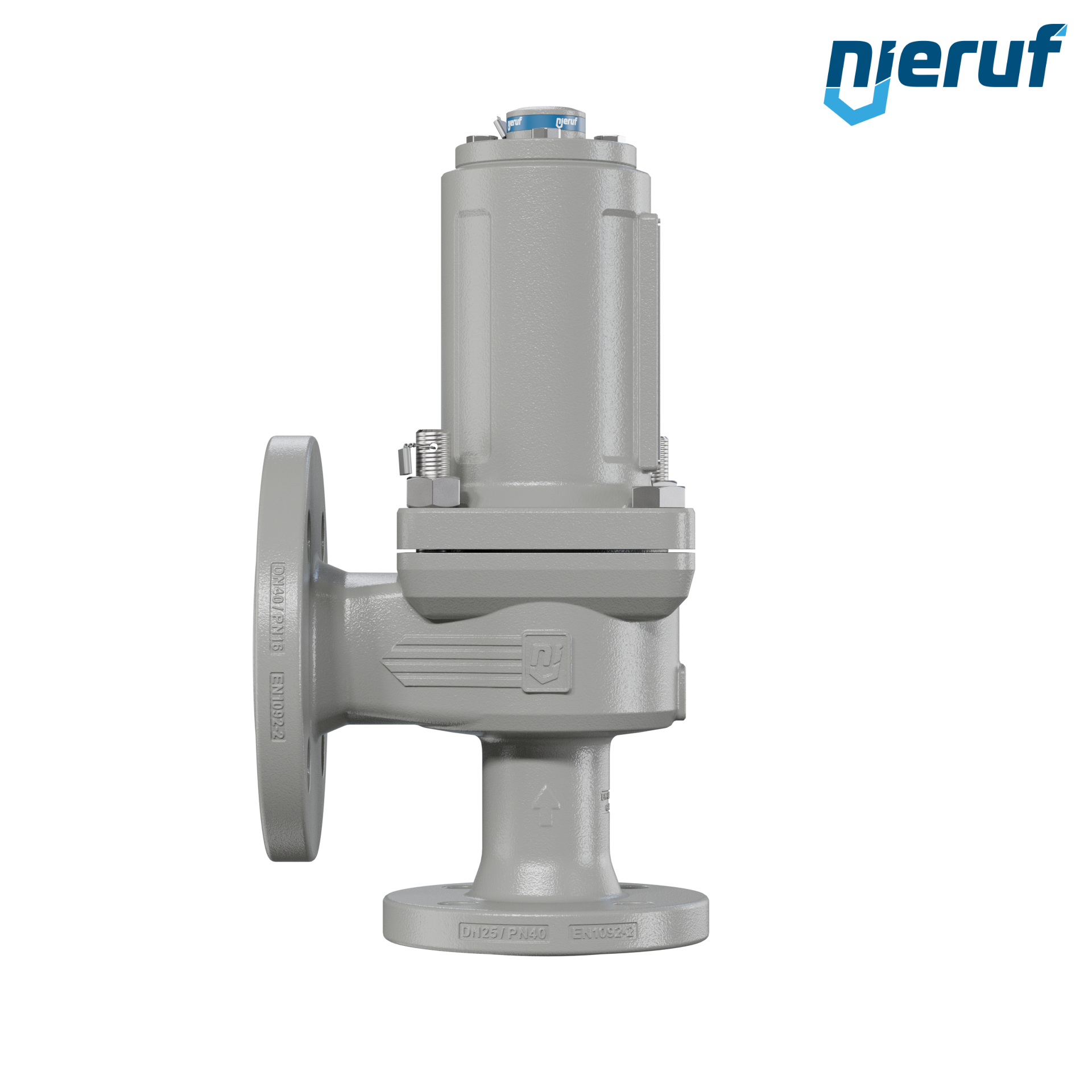 valvola di sicurezza flangiata DN25/DN40 SF06, cappello della molla a tenuta di gas (antigas) PTFE, senza dispositivo di sollevamento
