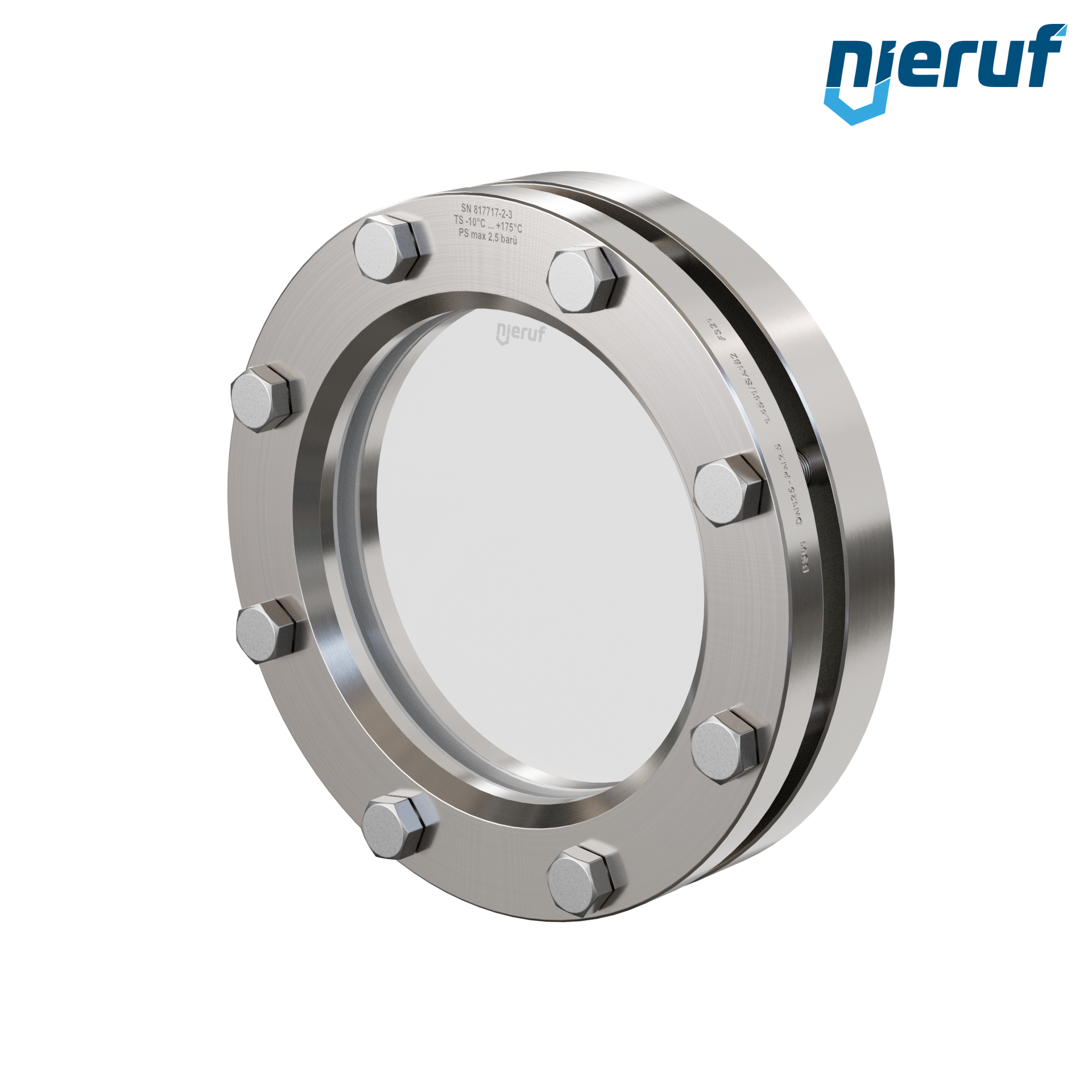 oblò di osservazione per serbatoi DN125 BS01 acciaio inossidabile 1.4571 PTFE vetro borosilicato 2,5bar