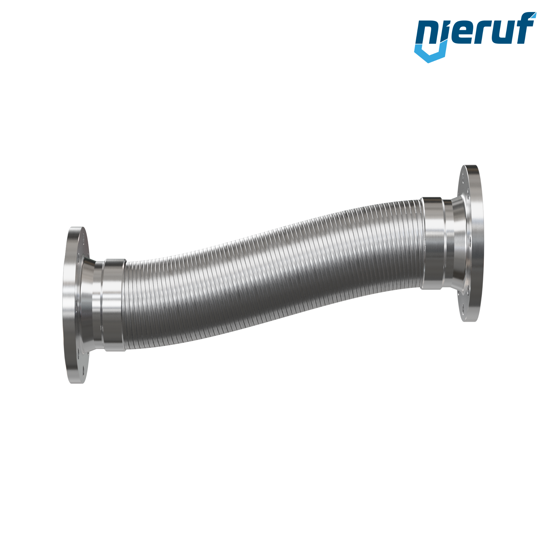 Tubo corrugato in acciaio inossidabile ES01 DN125 - 5" pollici con treccia doppia e flangia fissa Lunghezza 1000 mm