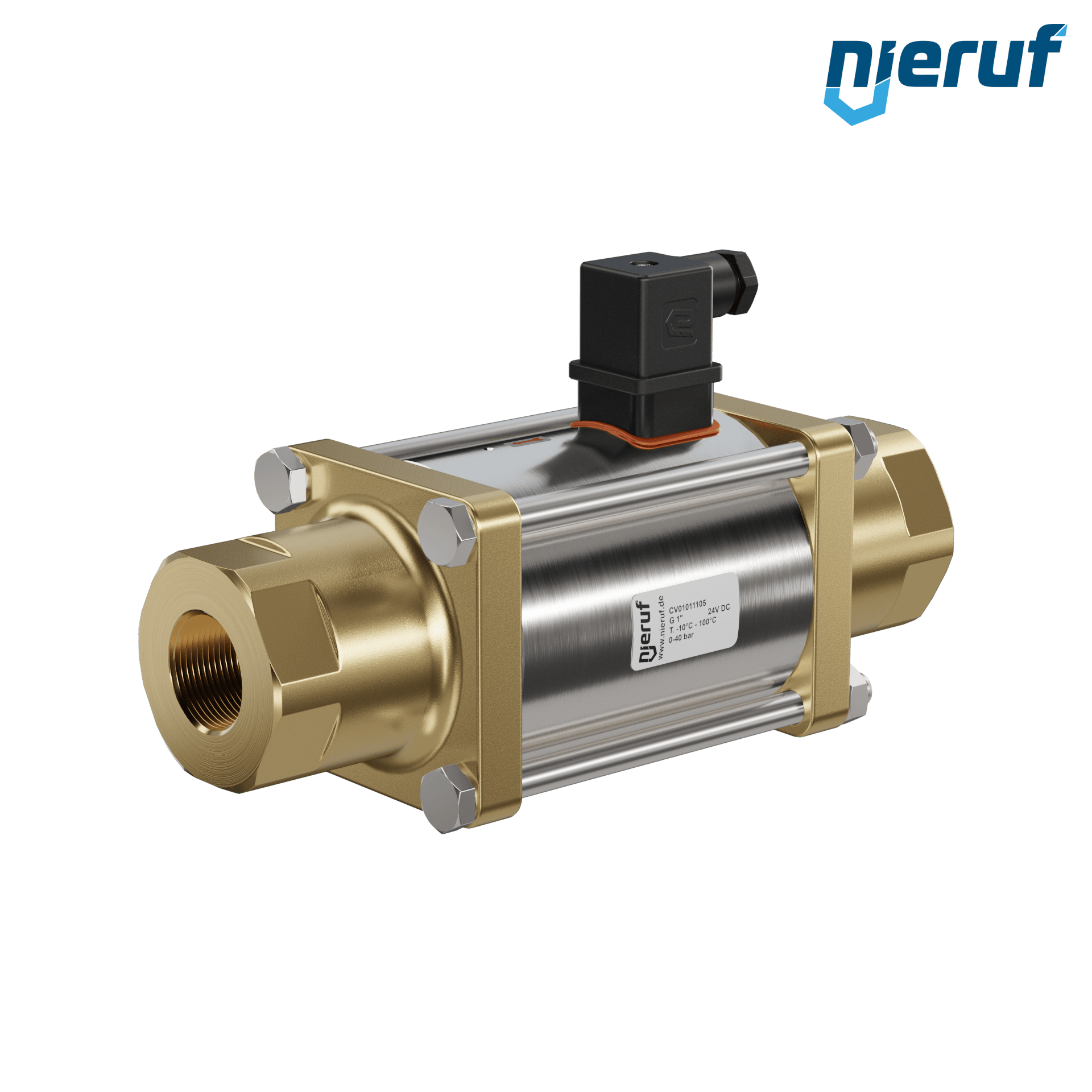 valvola coassiale 1" pollici filettatura interna - DN25 ottone 24V DC NO - per applicazione con acqua