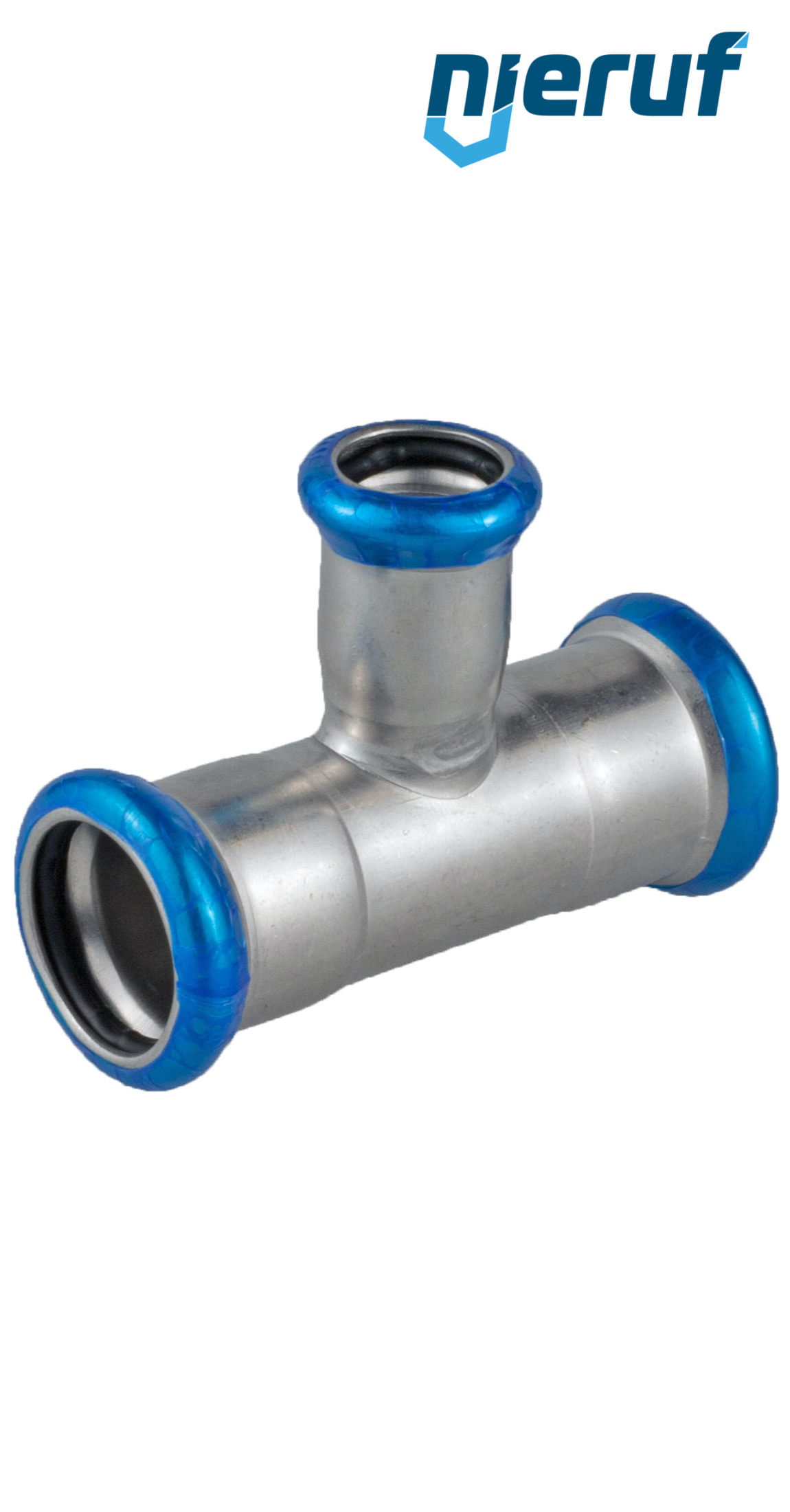 Raccordo a T ridotto F x F a pressare DN50 x DN32 acciaio inox