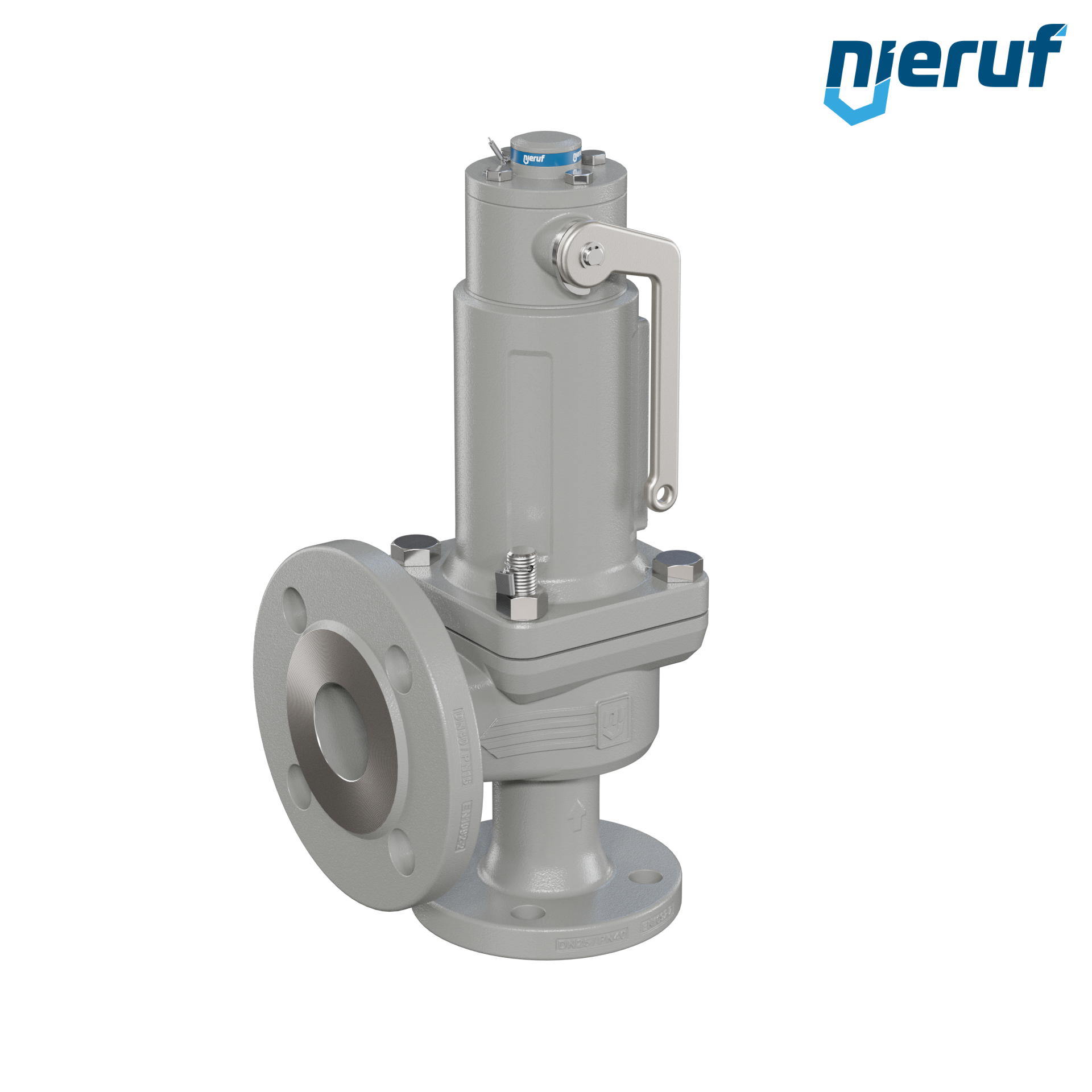 valvola di sicurezza flangiata DN25/DN40 SF06, cappello della molla a tenuta di gas (antigas) PTFE, dispositivo di sollevamento con leva
