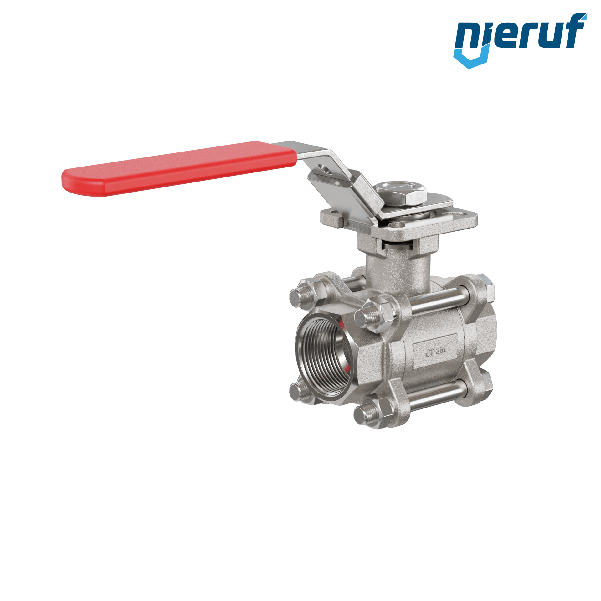 Valvola a sfera in acciaio inossidabile a 3 pezzi GK20 con una flangia per automazione conforme alla norma DIN ISO 5211 DN25 - 1" pollici filettatura interna NPT