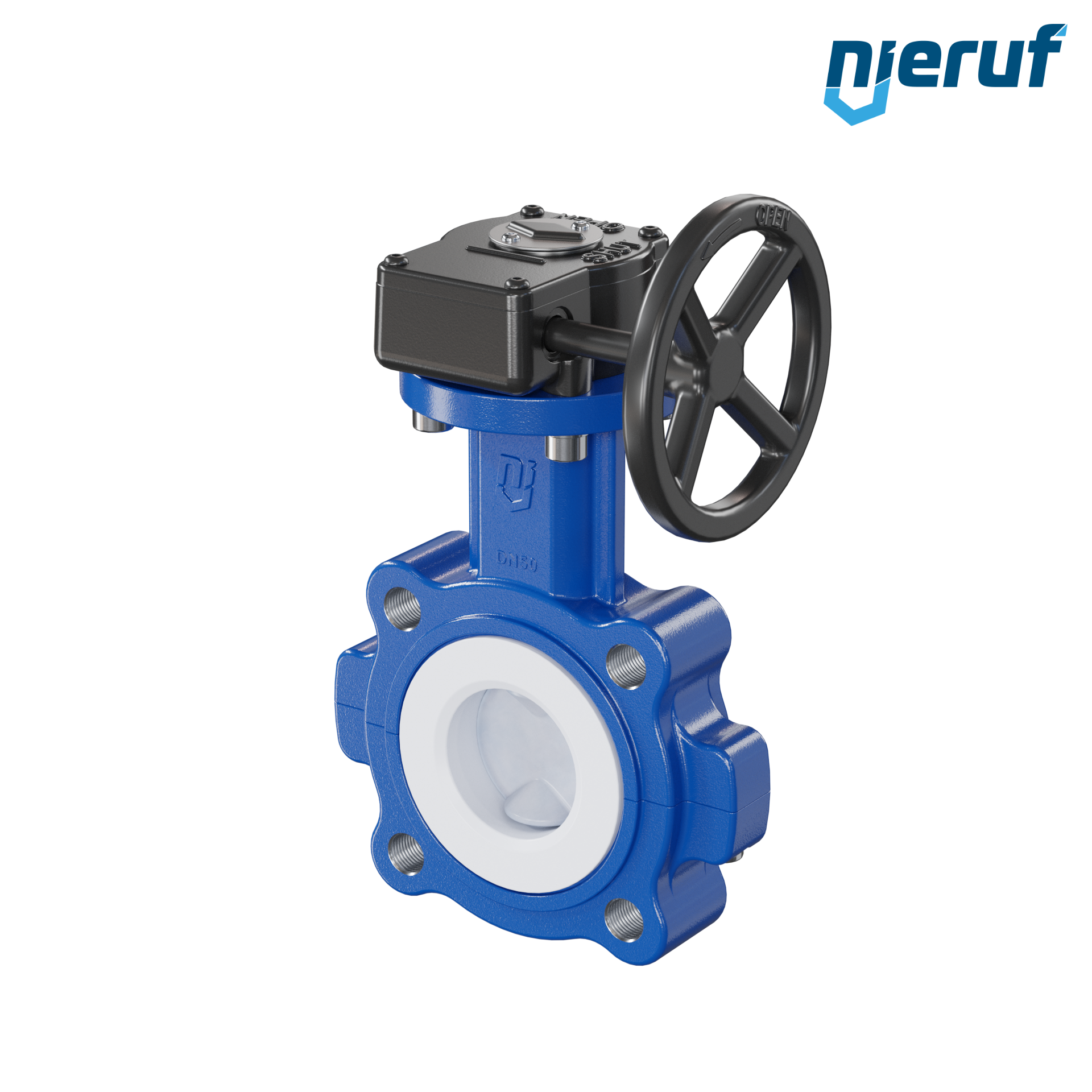 valvola a farfalla PFA PTFE AK10 DN50 ANSI150 volantino manuale inserto in FKM