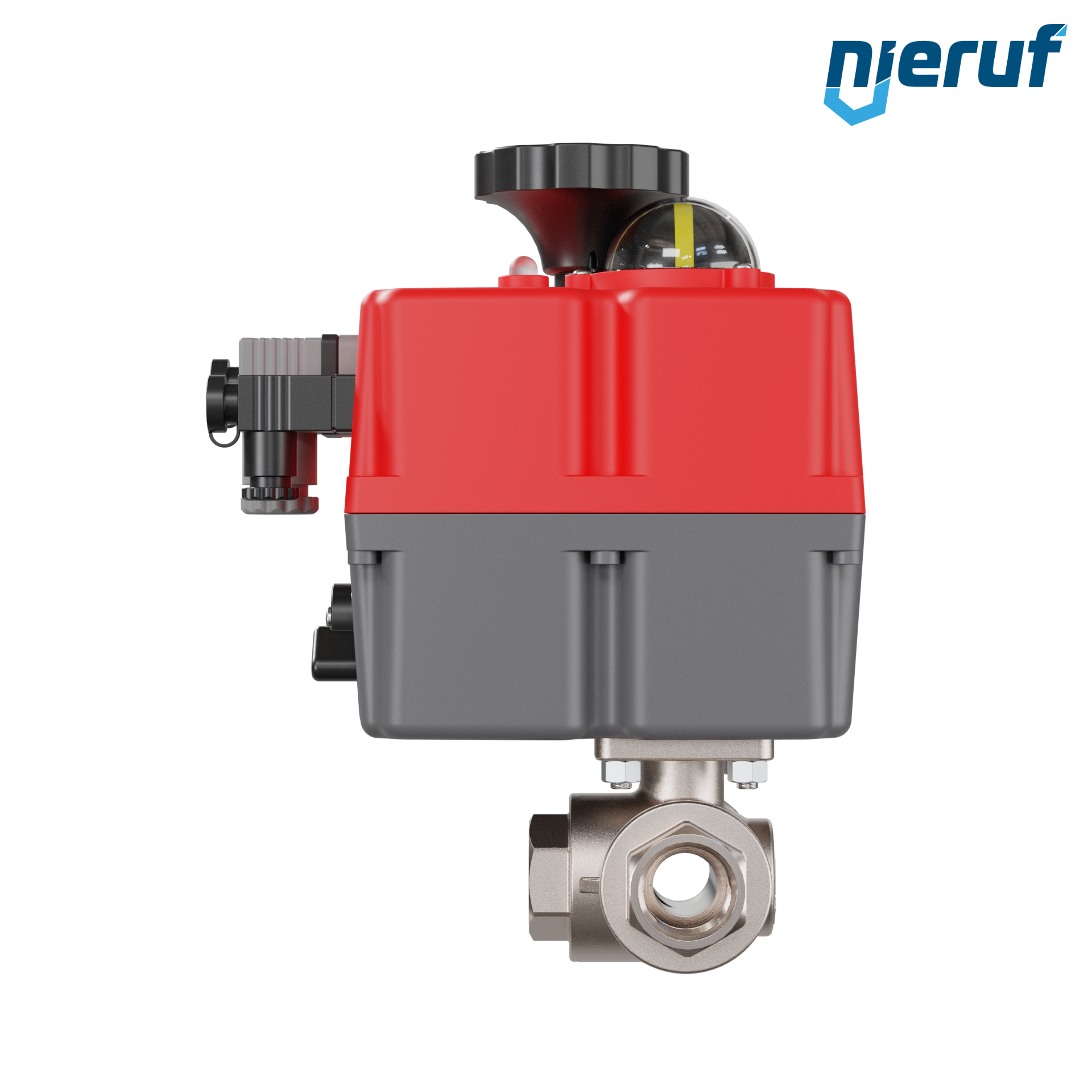 valvola a sfera a 3 vie con attuatore elettrico 24-240V DN20 - 3/4" pollici ottone a passaggio totale con incavo a forma di T