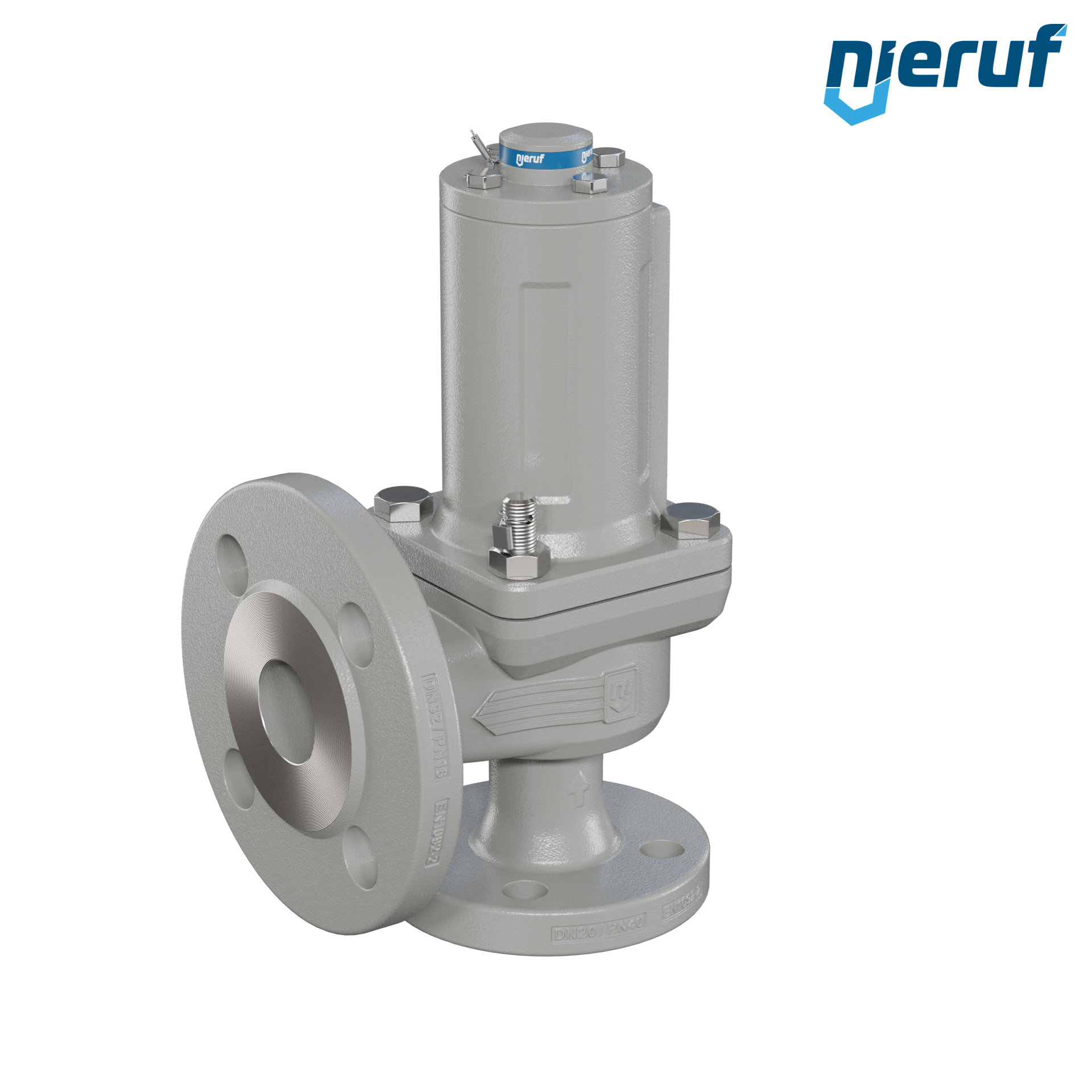 valvola di sicurezza flangiata DN20/DN32 SF06, cappello della molla a tenuta di gas (antigas) PTFE, senza dispositivo di sollevamento