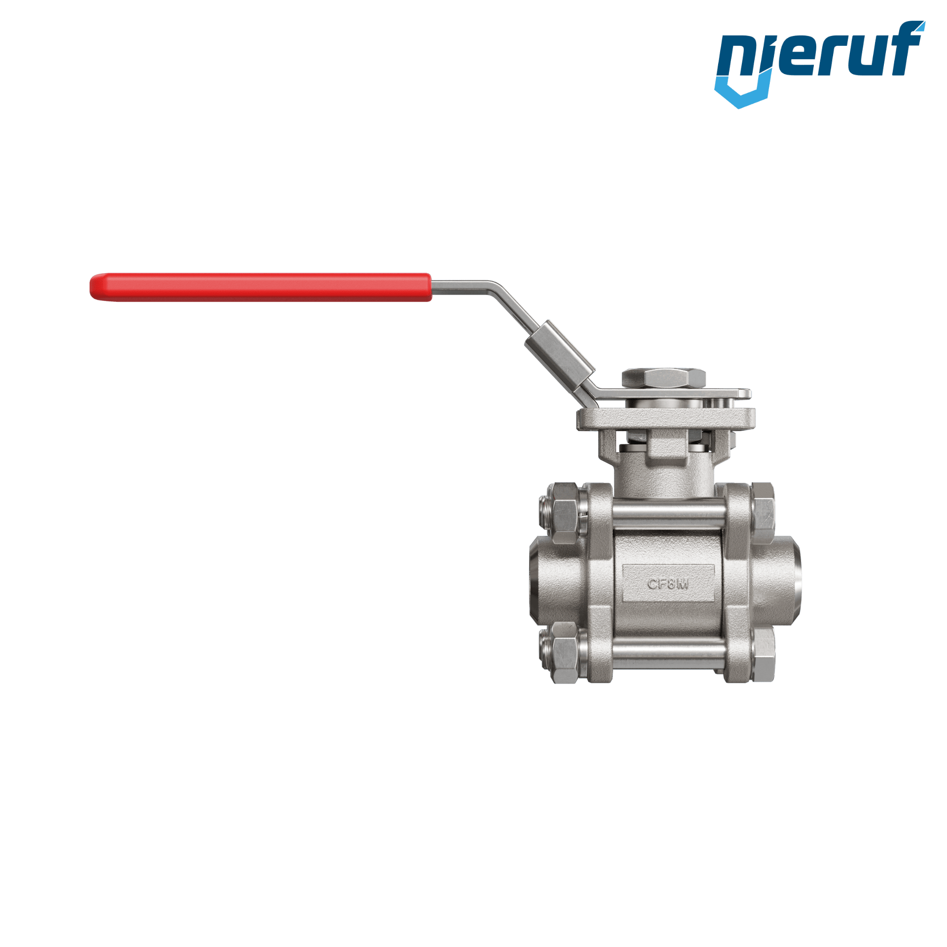 Valvola a sfera in acciaio inossidabile a 3 pezzi GK20 con una flangia per automazione conforme alla norma DIN ISO 5211 DN15 a saldare