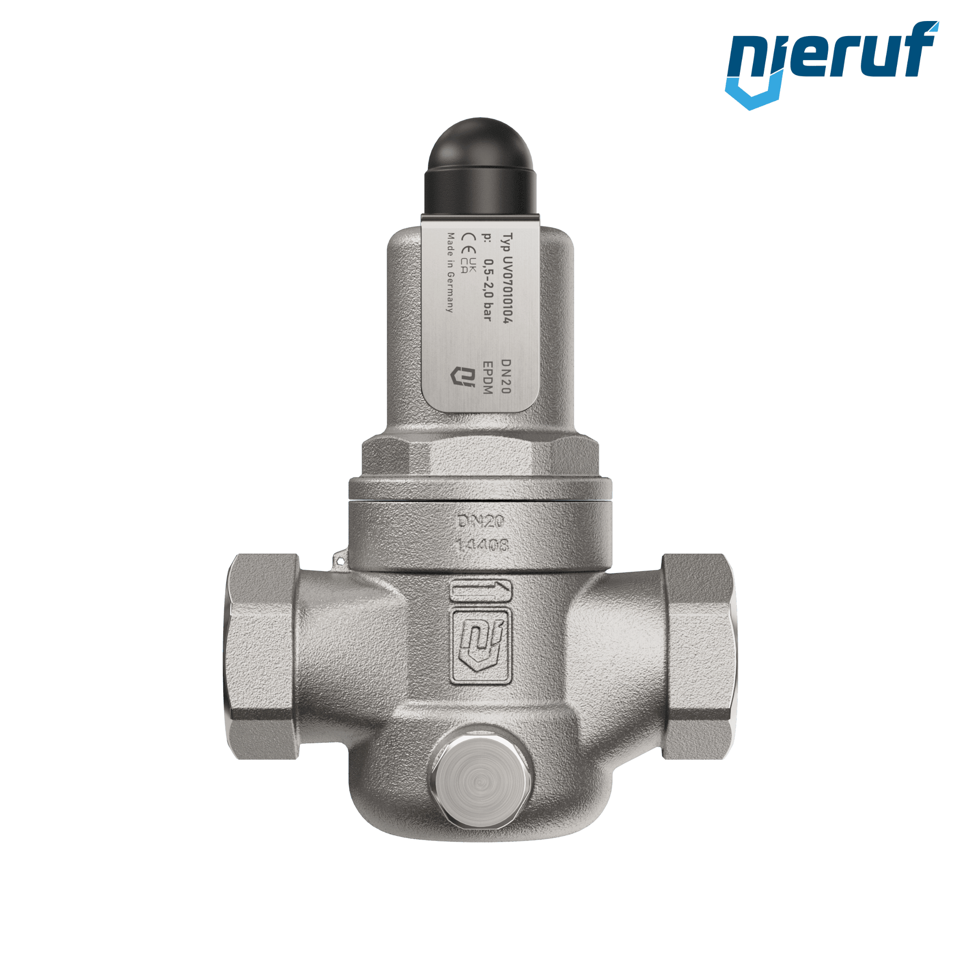 valvola di troppo pieno a pressione differenziale 3/4" pollici filettat. int UV07 acciaio inossidabile AISI 316L 0,5 - 2,0 bar