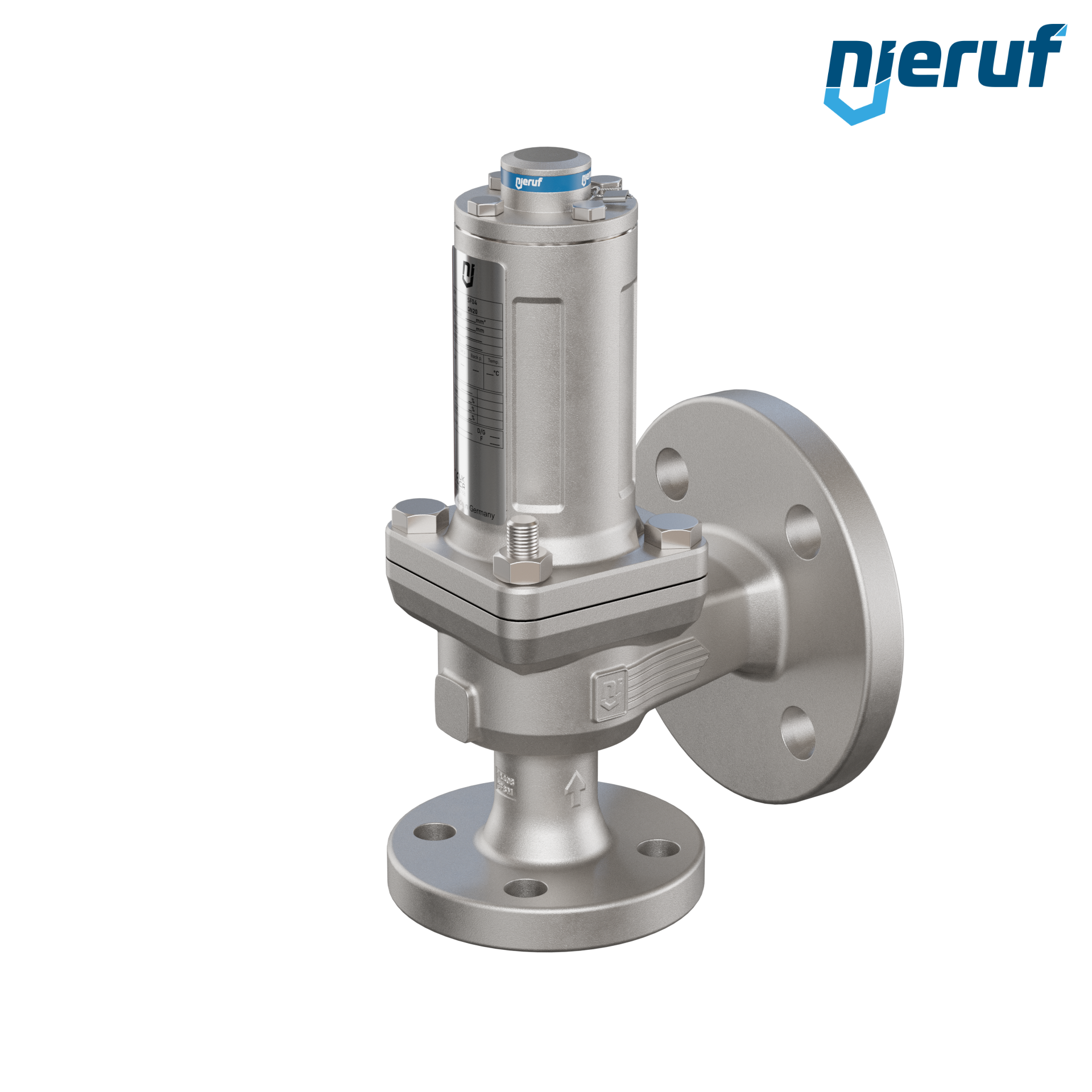 valvola di sicurezza flangiata DN20/DN32 SF04, acciaio inox 1.4408 PTFE, senza dispositivo di sollevamento