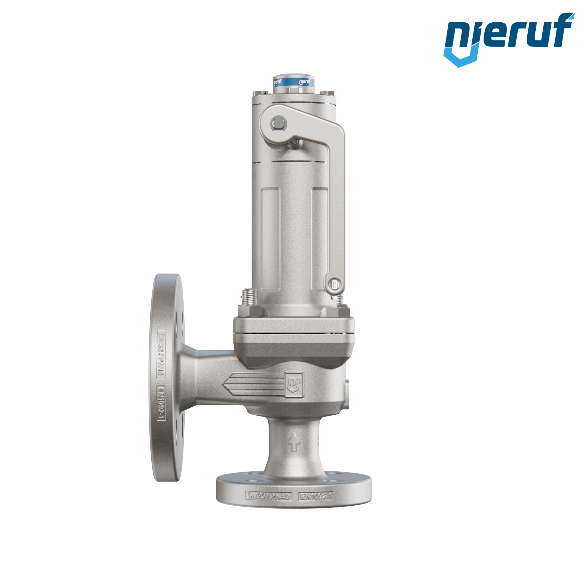 valvola di sicurezza flangiata DN20/DN32 SF04, acciaio inox 1.4408 PTFE, dispositivo di sollevamento con leva