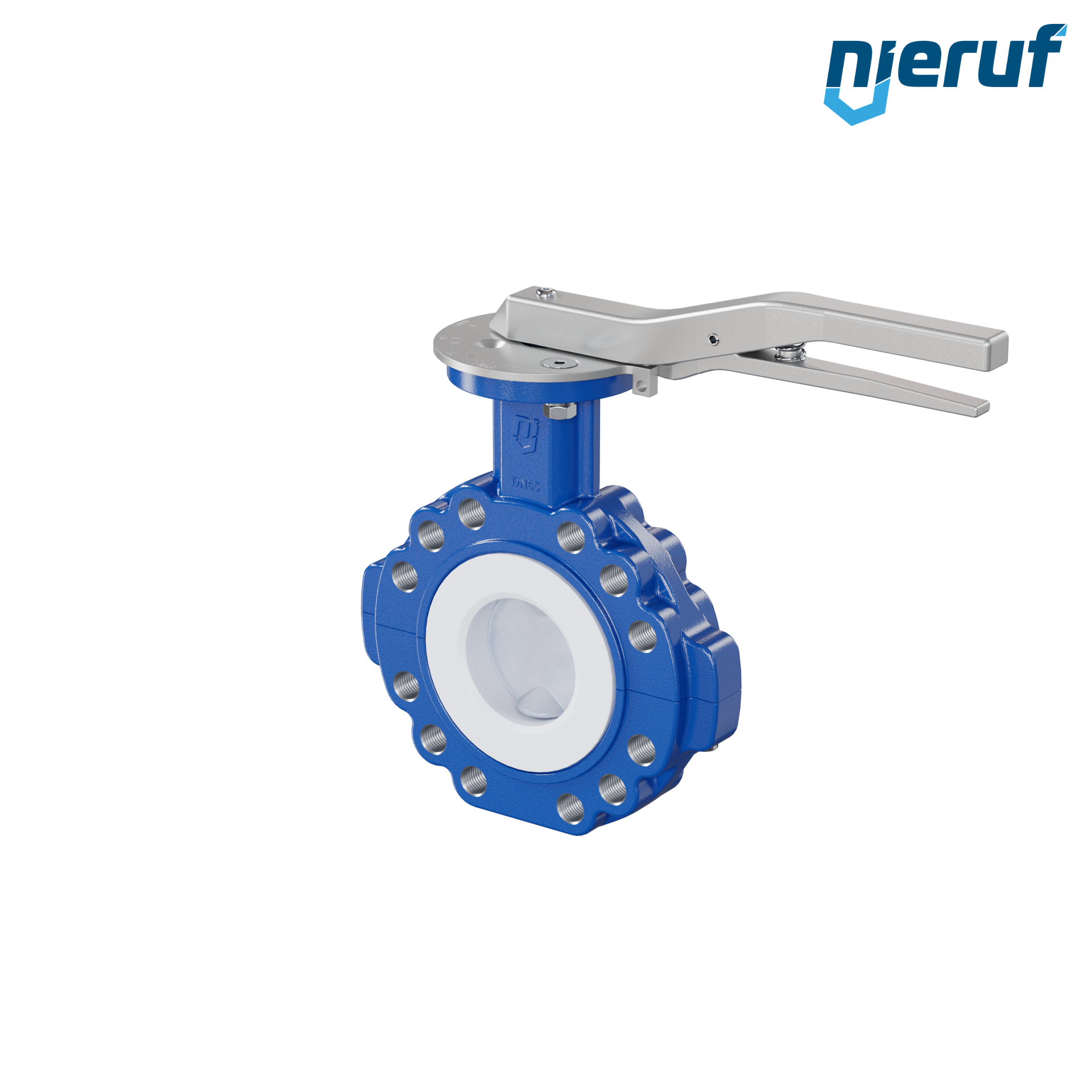valvola a farfalla PFA PTFE AK10 DN65 PN10-PN16 leva inserto in FKM