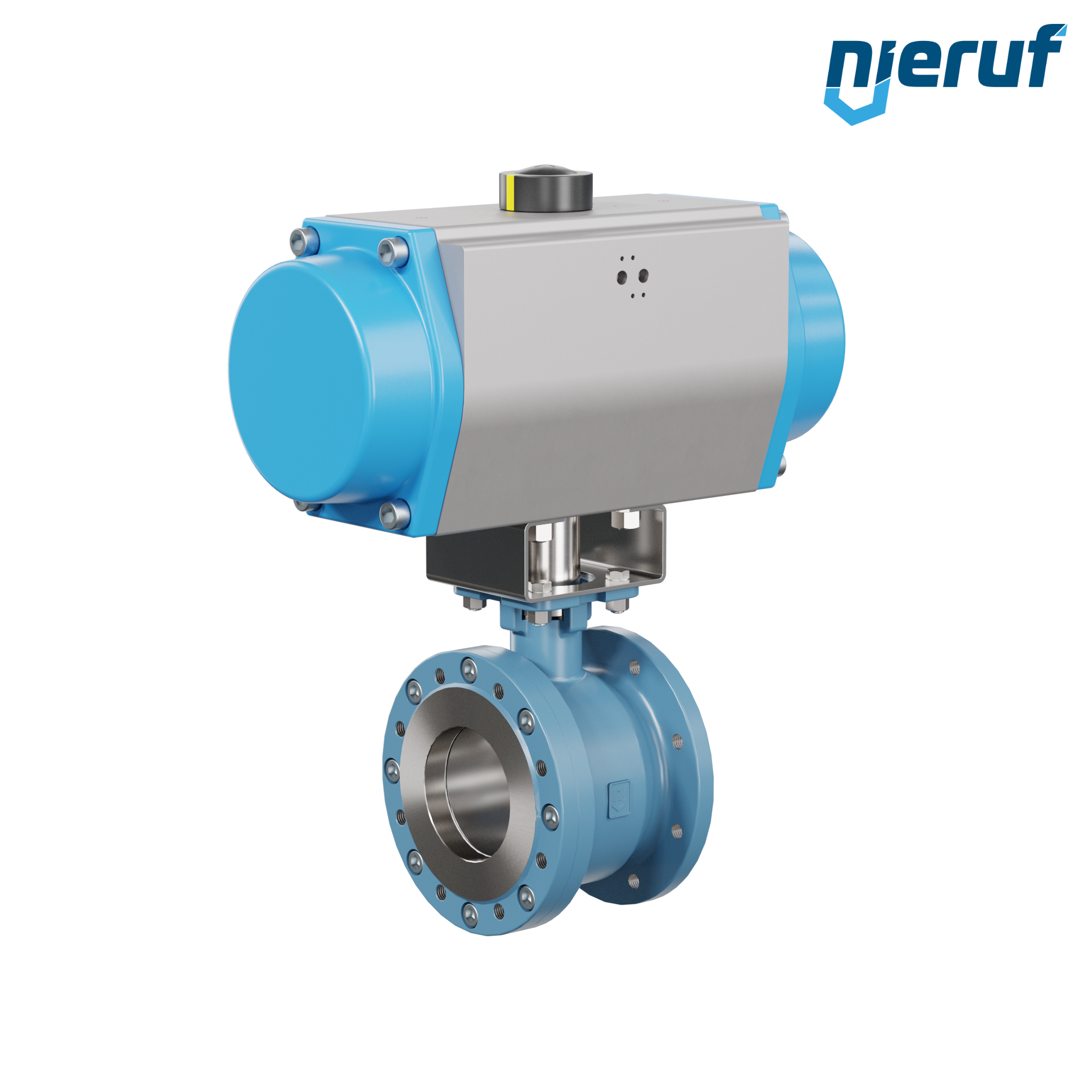 valvola a sfera flangiata dal design compatto DN125 PK06 azionamento rotativo pneumatico a semplice effetto apertura a molla