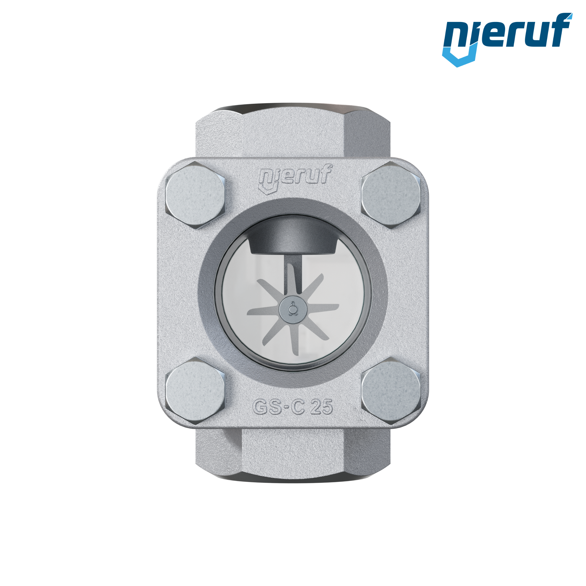 Specola visiva G 1 1/4" pollici acciaio 1.0619 40 bar filettatura interna BSP vetro borosilicato versione con rotore in PTFE