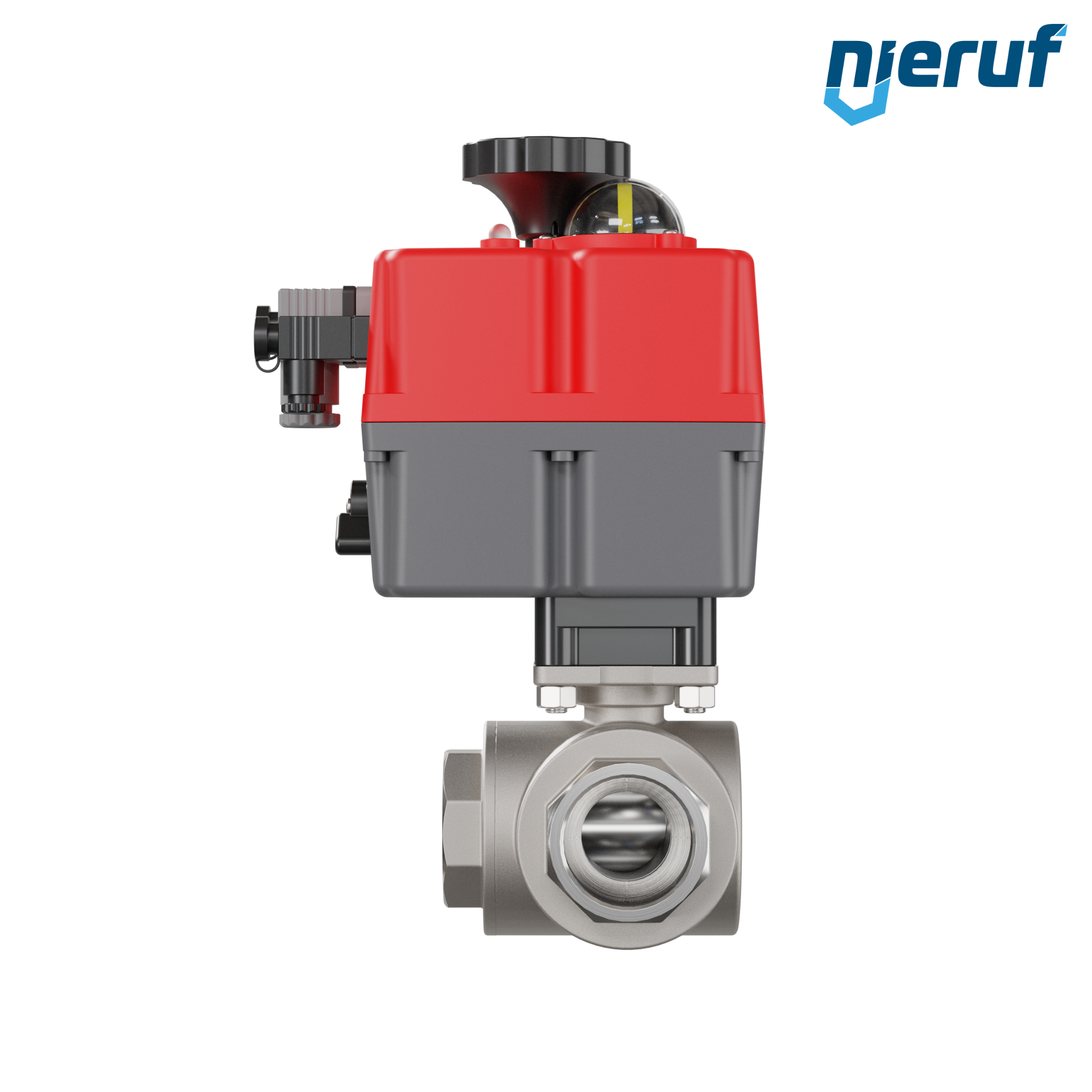 valvola a sfera a 3 vie con attuatore elettrico 24-240V DN40 - 1 1/2" pollici acciaio inossidabile a passaggio ridotto con incavo a forma di L