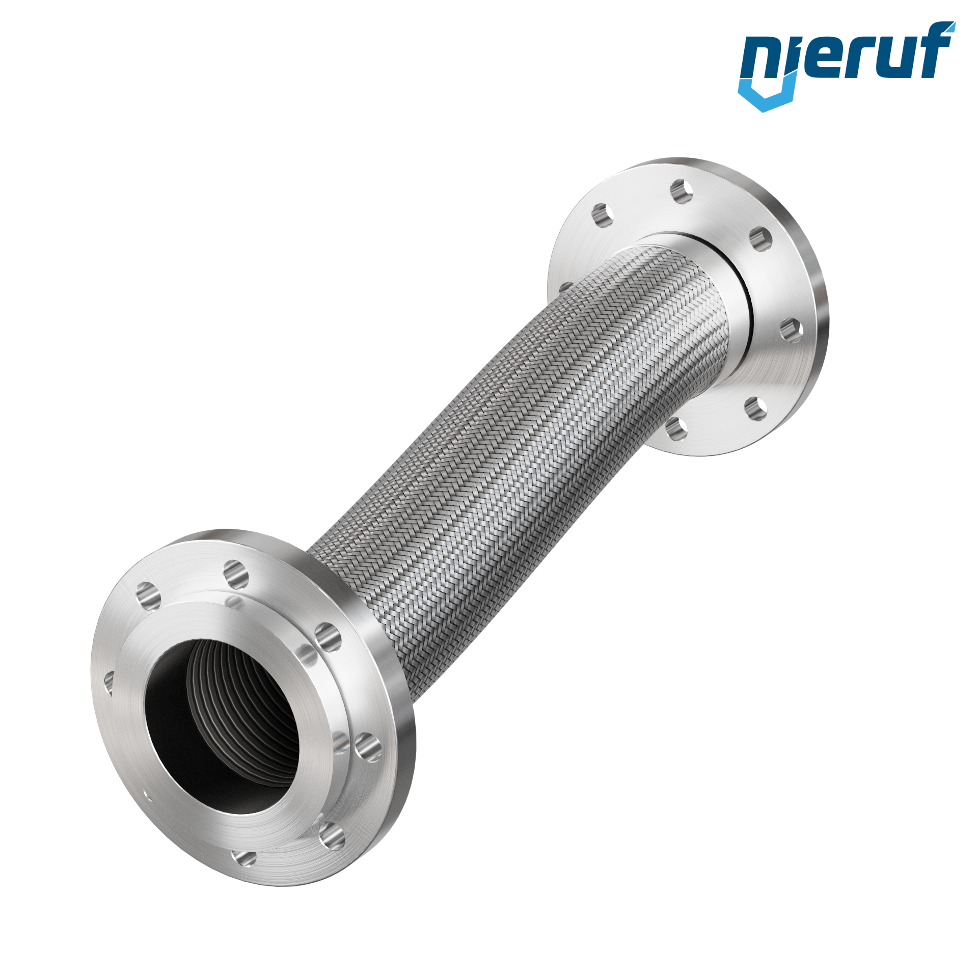Tubo corrugato in acciaio inossidabile ES01 DN100 - 4" pollici con treccia singola e flangia girevole Lunghezza 1000 mm