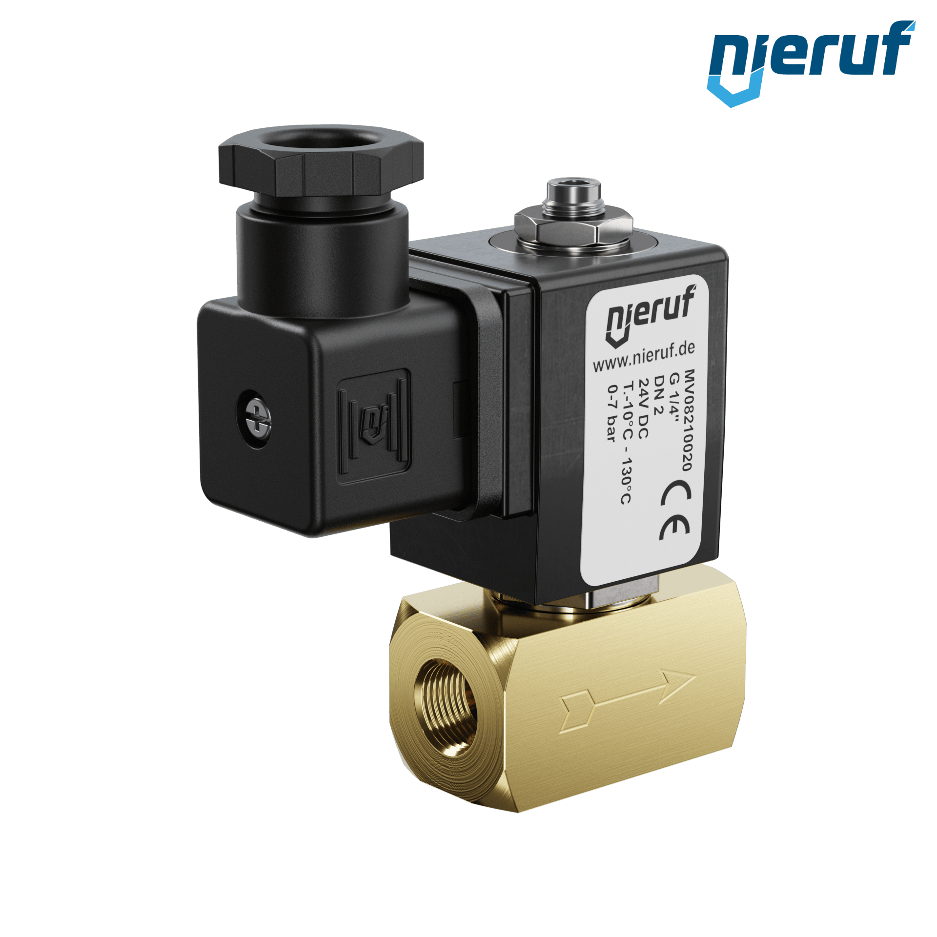 Magnetventil DN2,0 G 1/4" Zoll Messing MV08 EPDM 24V DC