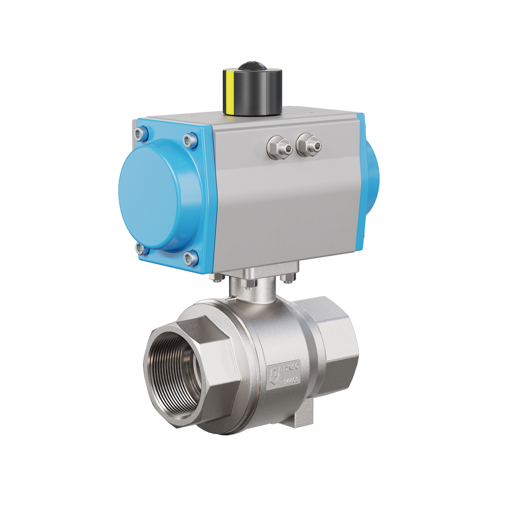 valvola a sfera con attuatore pneumatico DN50 - 2" pollici acciaio inossidabile azionamento pneumatico rotativo PK02 DVGW W