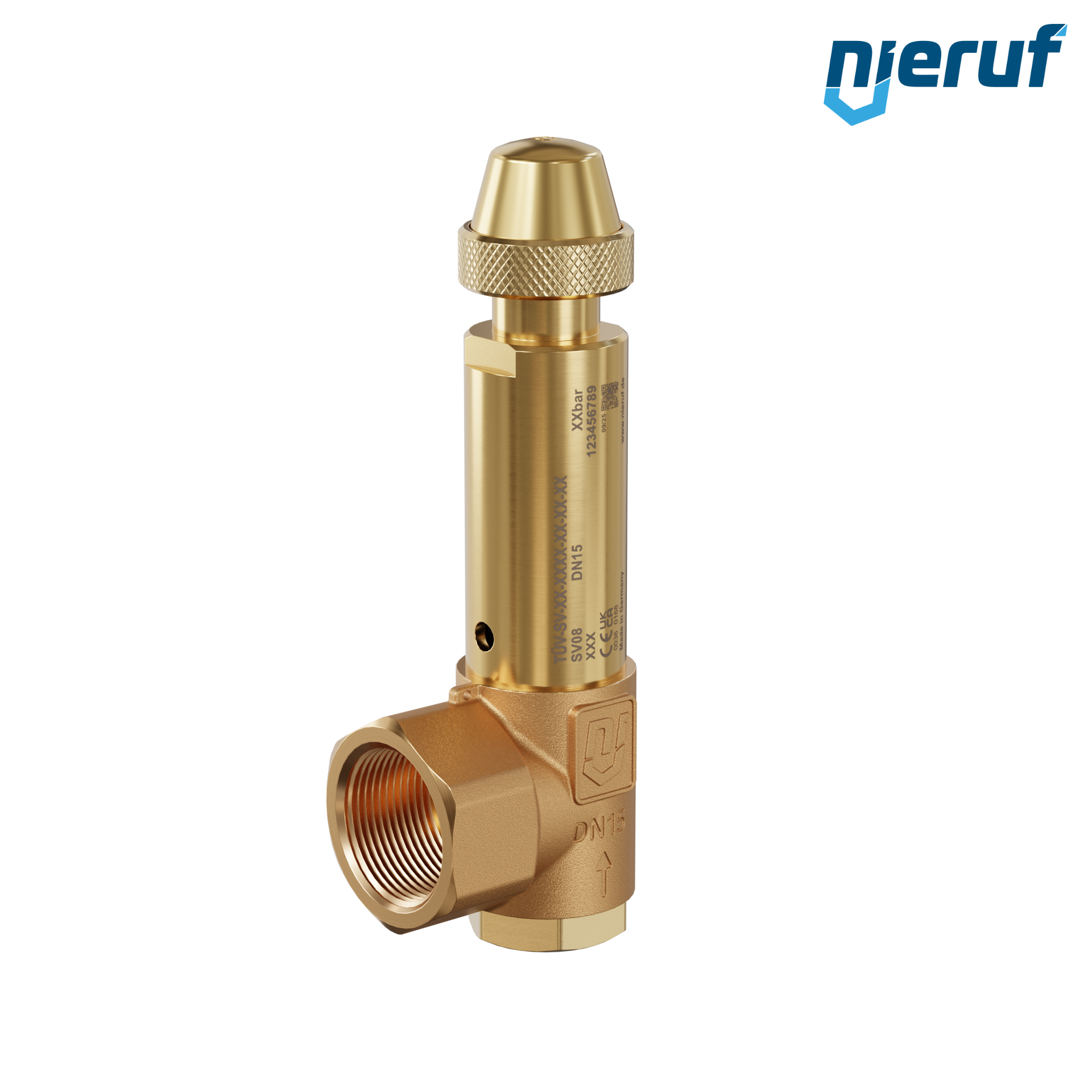 valvola di sicurezza 1/2" x 1" F SV08 fluidi gassosi, ottone rosso PTFE