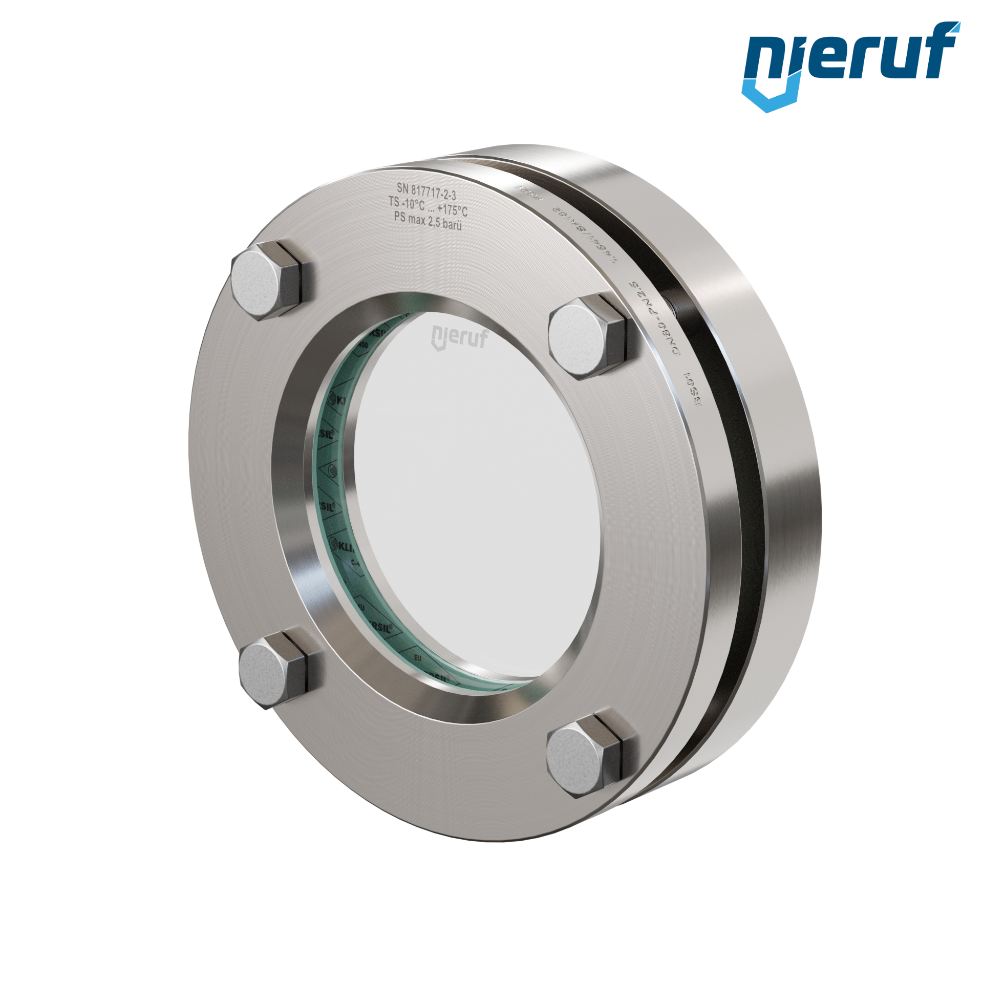oblò di osservazione per serbatoi DN80 - 3" pollici  BS01 acciaio inossidabile 1.4571 vetro borosilicato 2,5bar