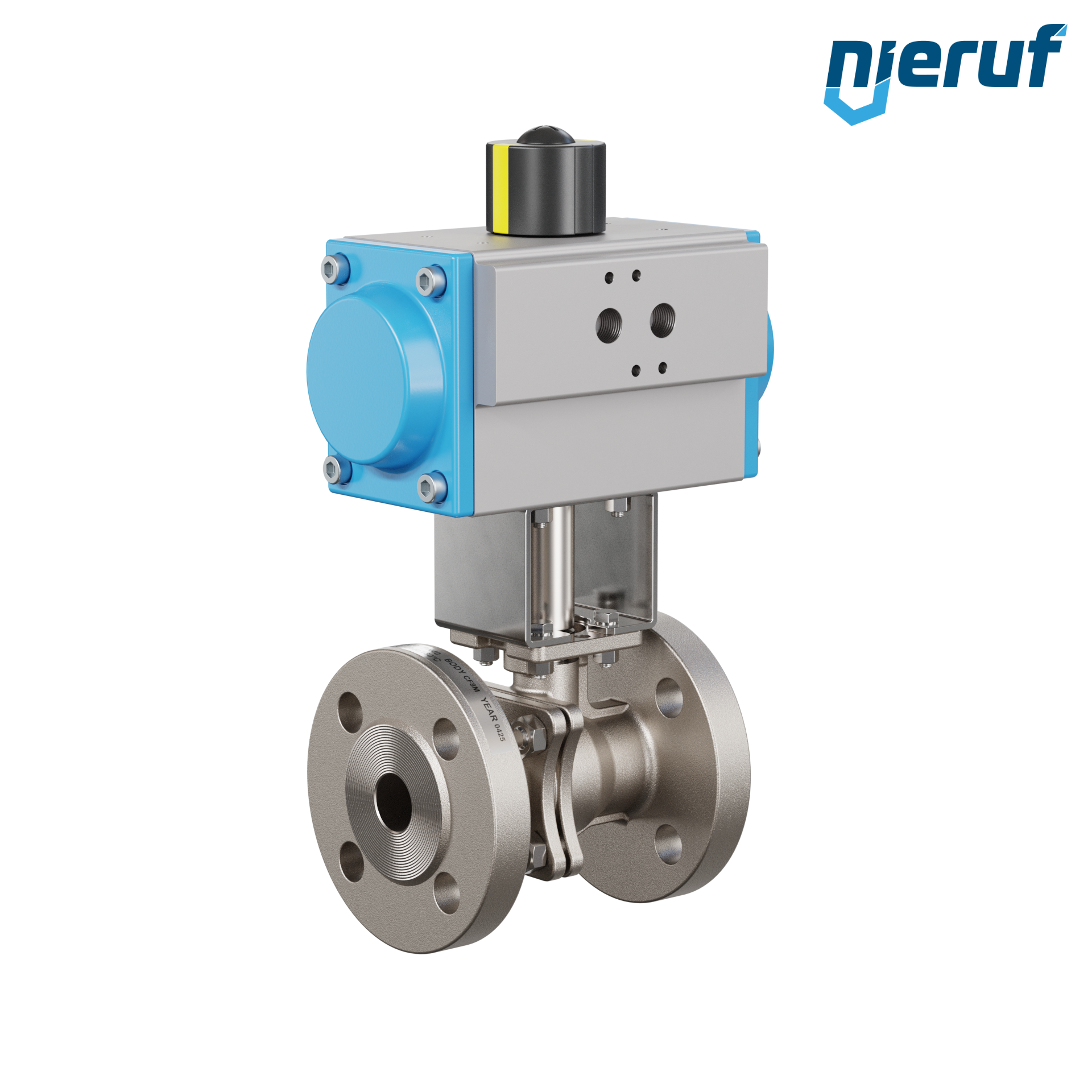 valvola a sfera flangiata DN20 PK05 azionamento rotativo pneumatico a semplice effetto apertura a molla