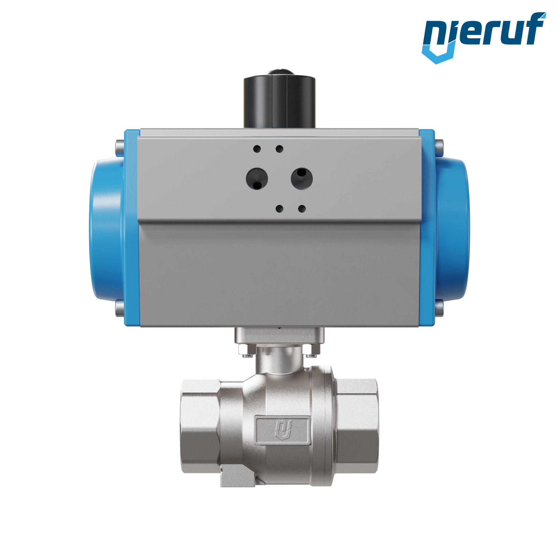 valvola a sfera con attuatore pneumatico DN32 - 1 1/4" pollici acciaio inossidabile azionamento rotativo a effetto semplice apertura a molla PK02 DVGW W