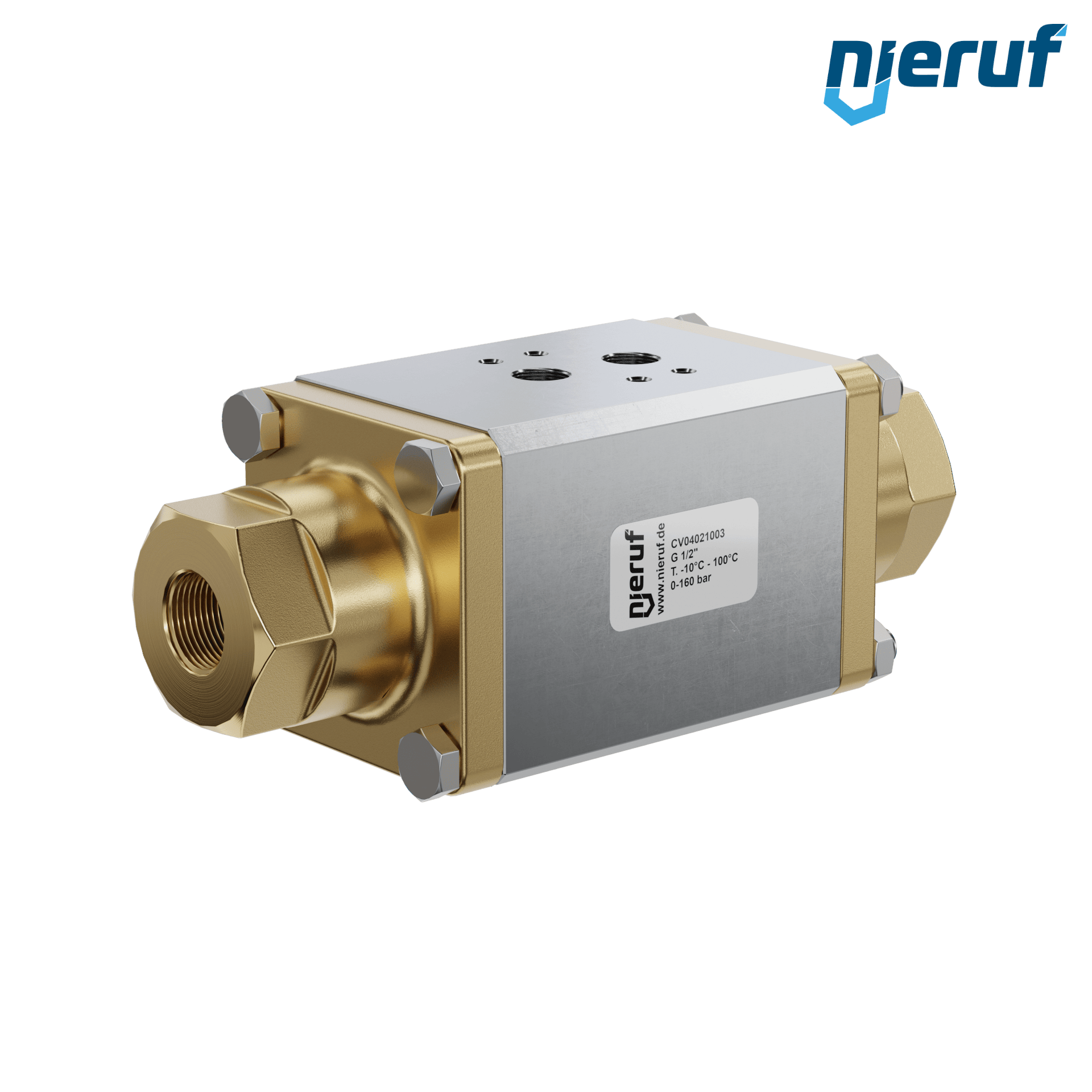 valvola coassiale a 2/2 vie CV04 1/2" pollici filettatura interna - DN15 ottone max. 160 bar NC - per applicazione con acqua