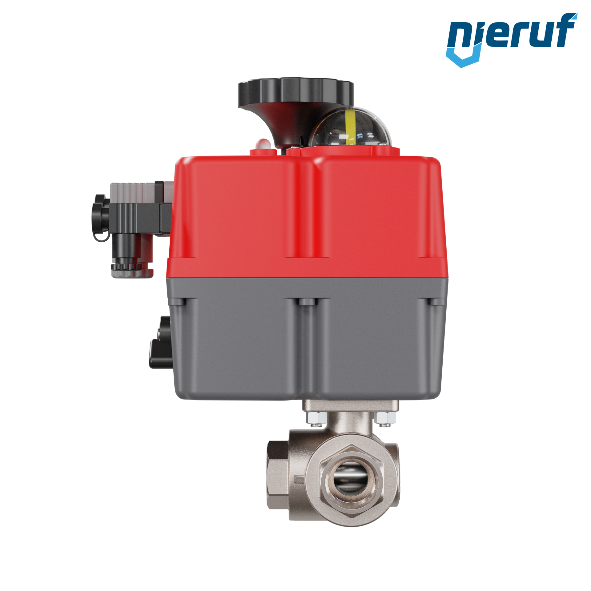 valvola a sfera a 3 vie con attuatore elettrico 24-240V DN20 - 3/4" pollici ottone a passaggio totale con incavo a forma di L
