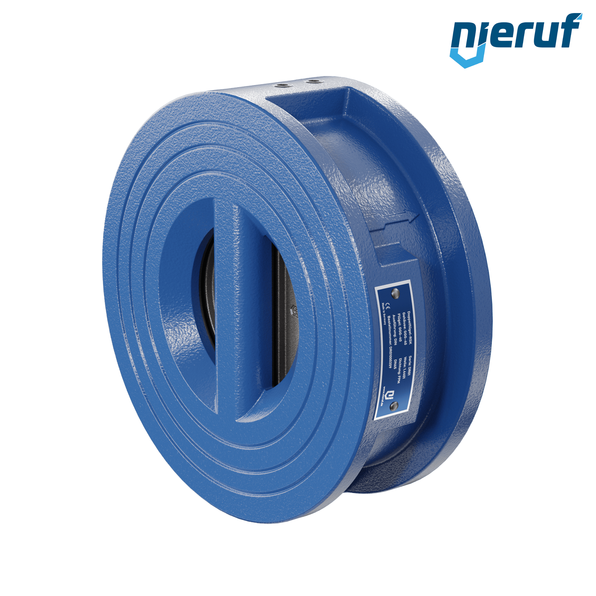 valvola di ritegno a doppio battente DN65 DR01 GGG40 FKM (Viton)