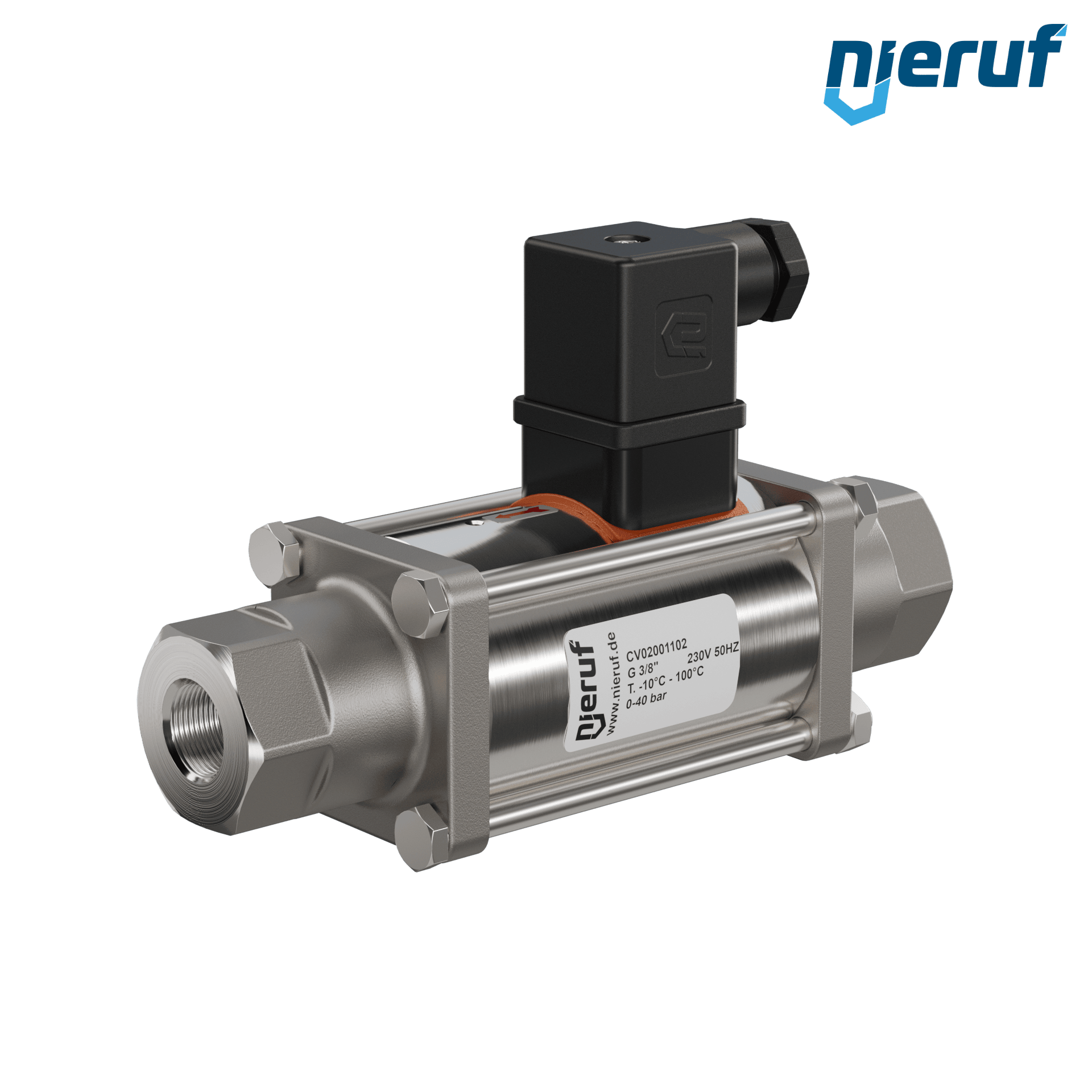 valvola coassiale 3/8" pollici filettatura interna - DN10 acciaio inossidabile 230V AC NO - per applicazione con acqua